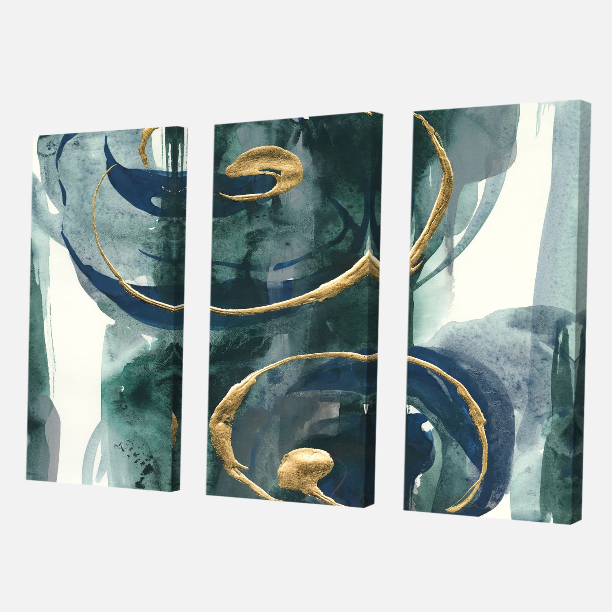 Designart - Mettalic Indigo and Gold II - Posh & Luxe Premium Canvas Wall Art