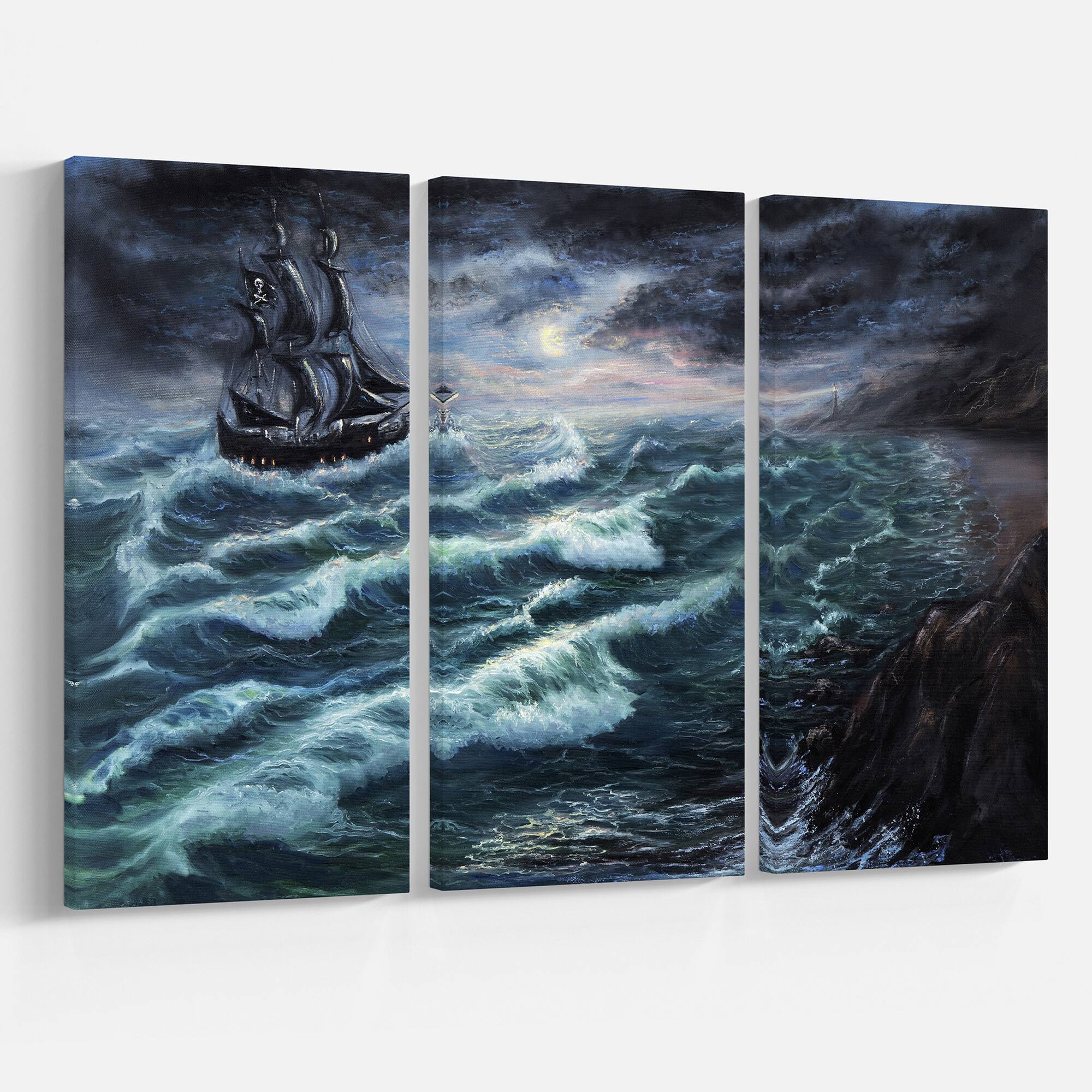 Designart - Pirate Ship Under Stormy Cloud