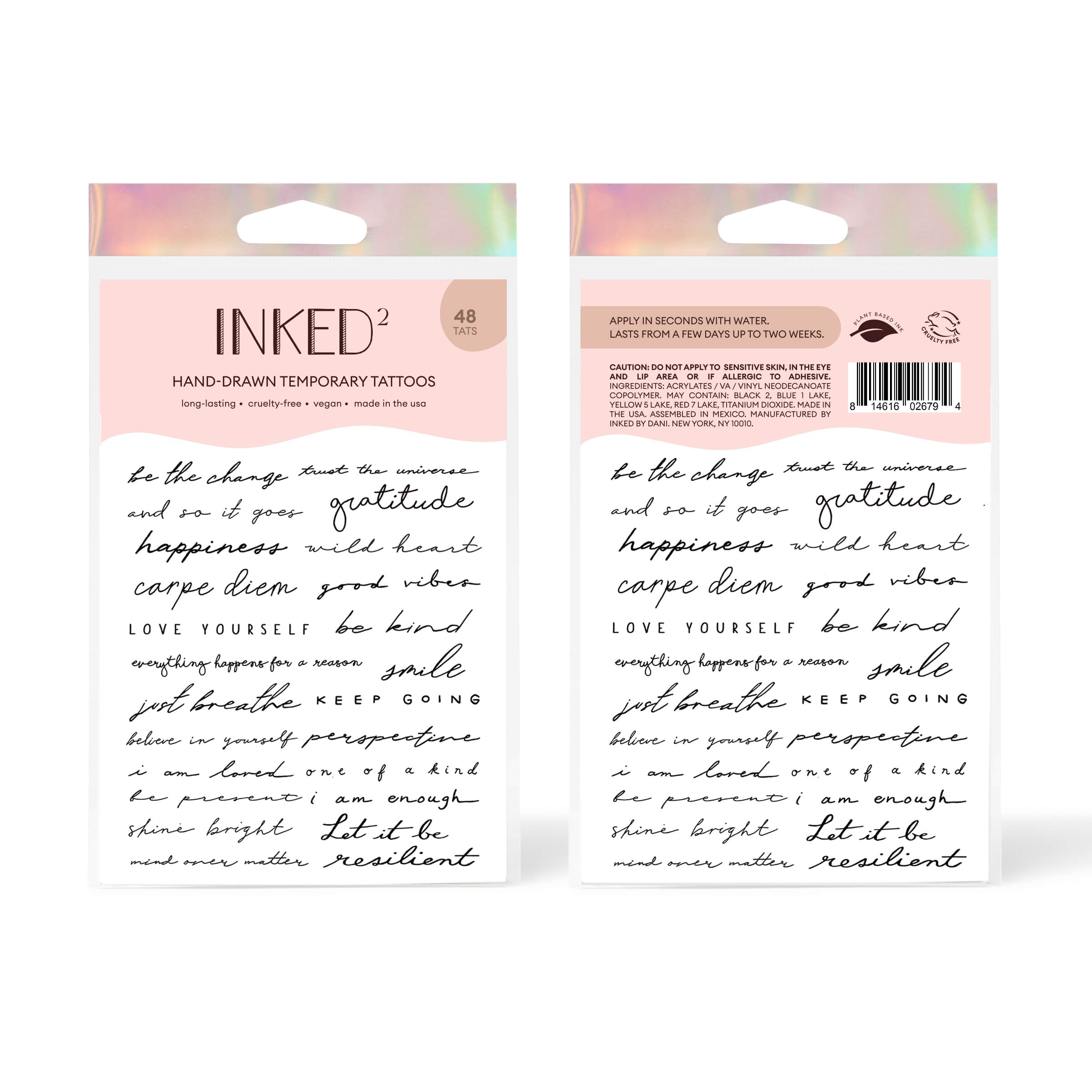 Inked2 Encouraged Hand Drawn Temporary Tattoos