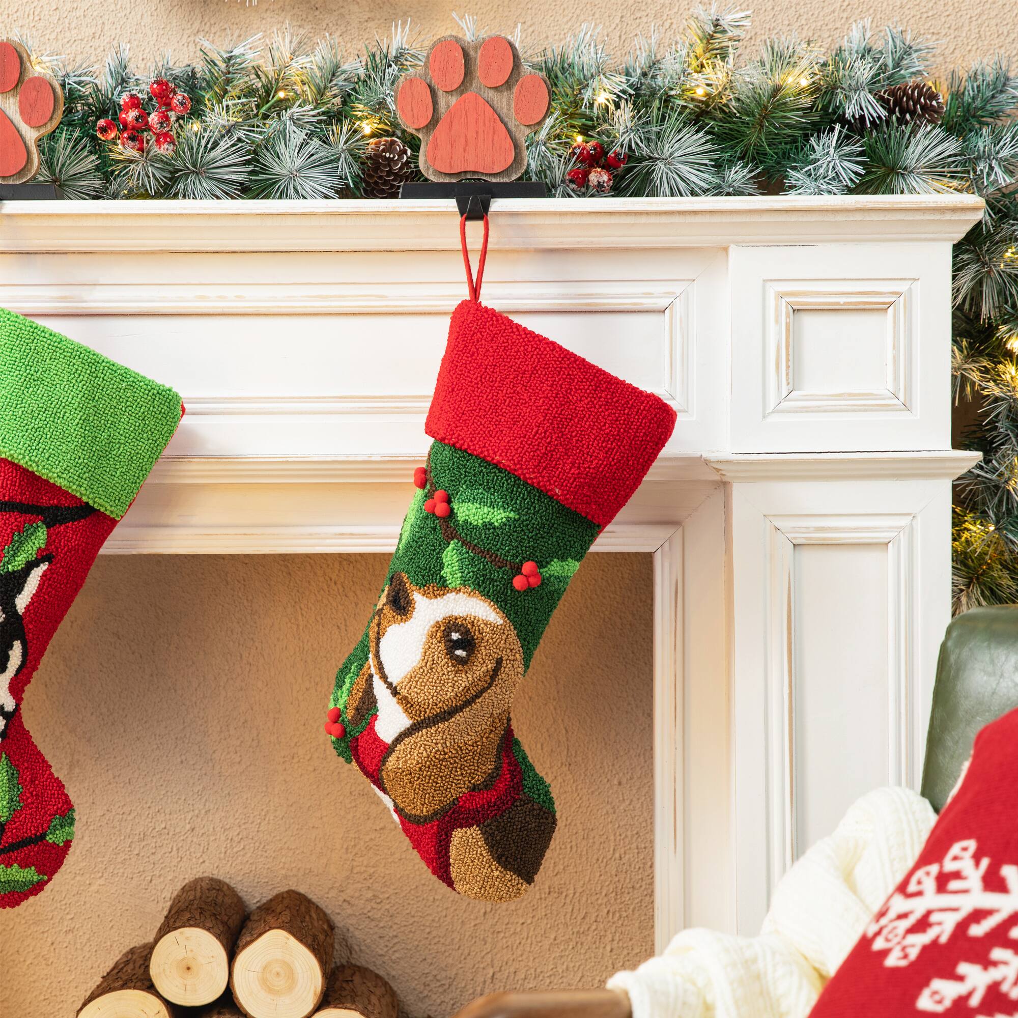 Glitzhome® 20.5" Dog Hooked Stocking