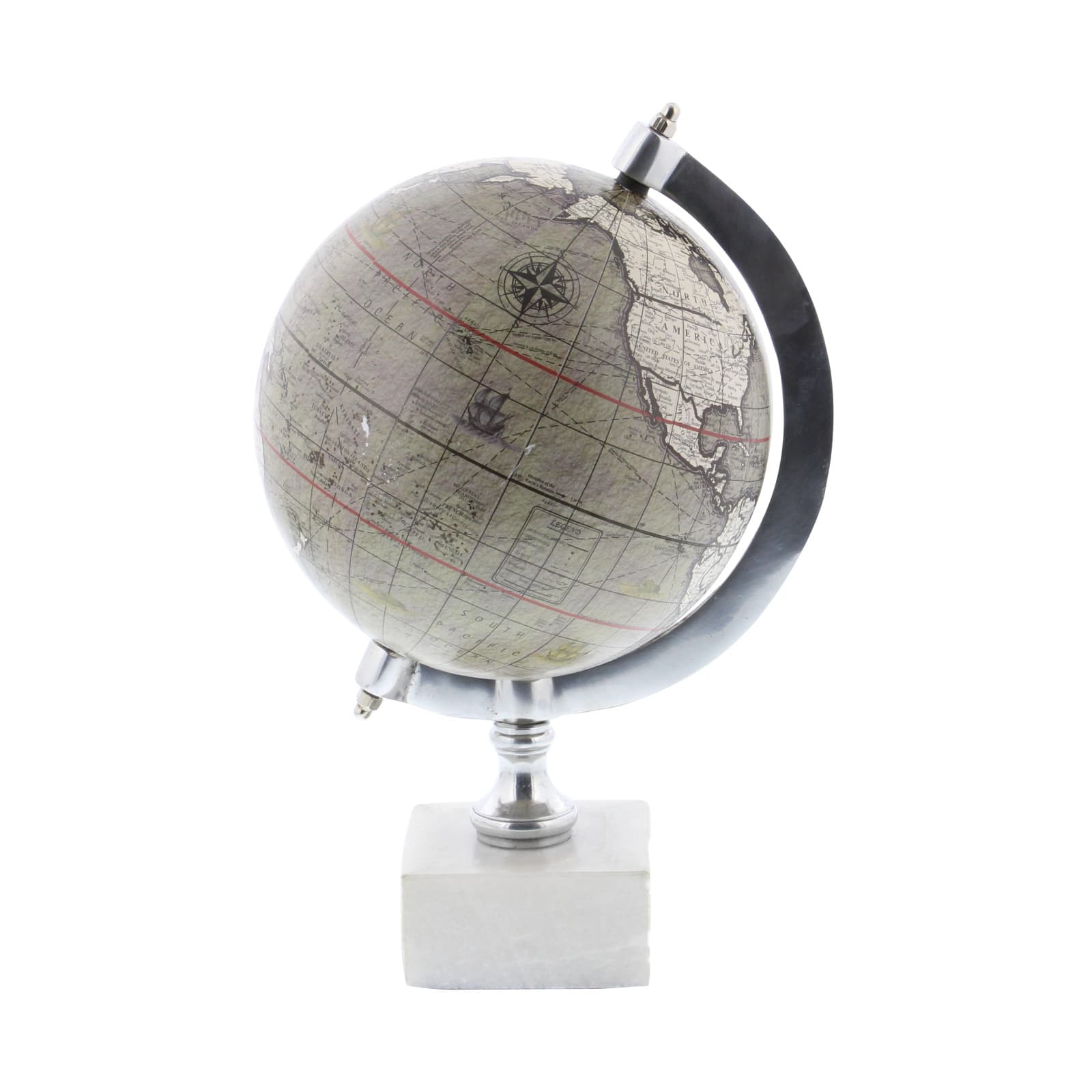 11" White Ceramic & Metal Contemporary Globe