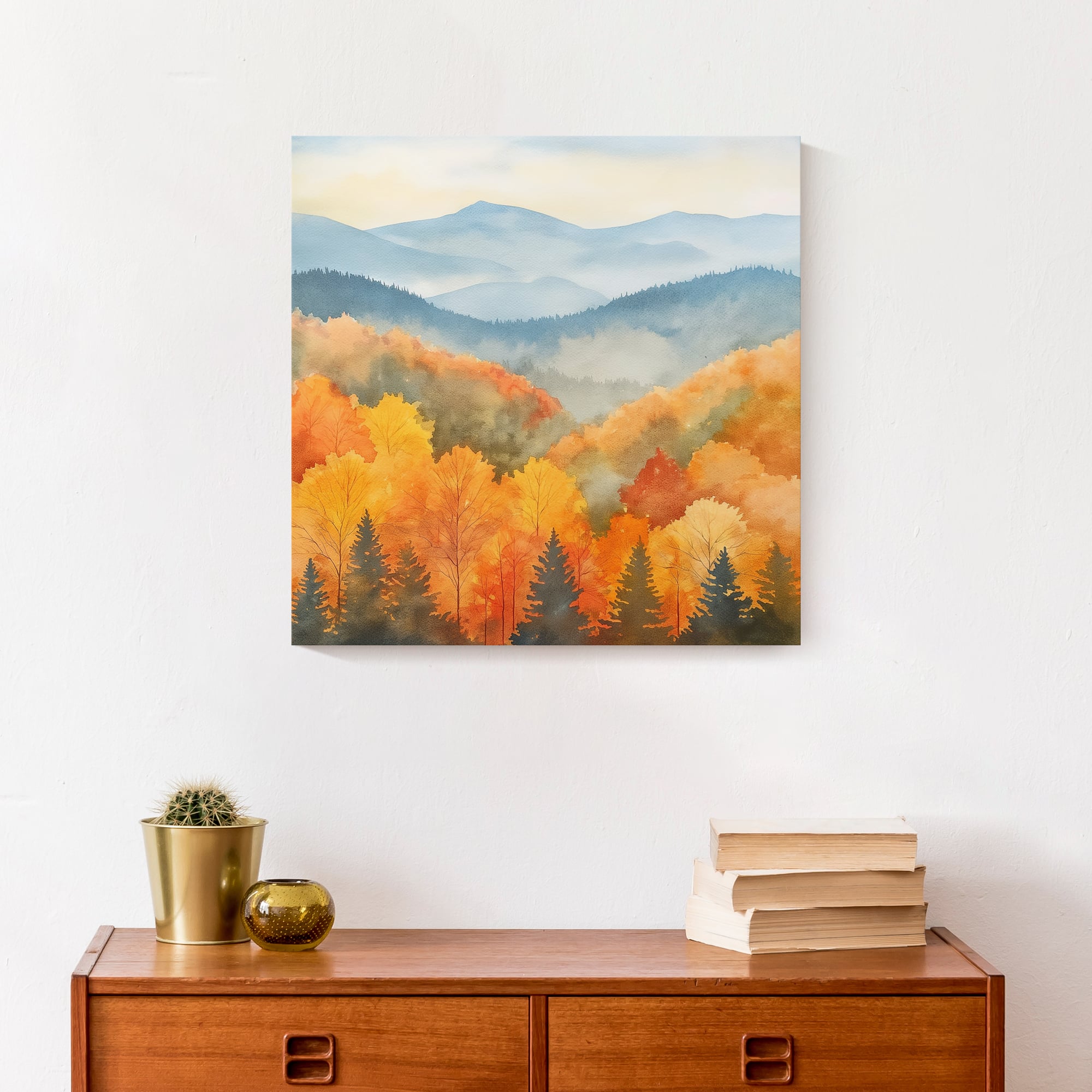 Fall Forest Landscape 16" x 16" Canvas Wall Art