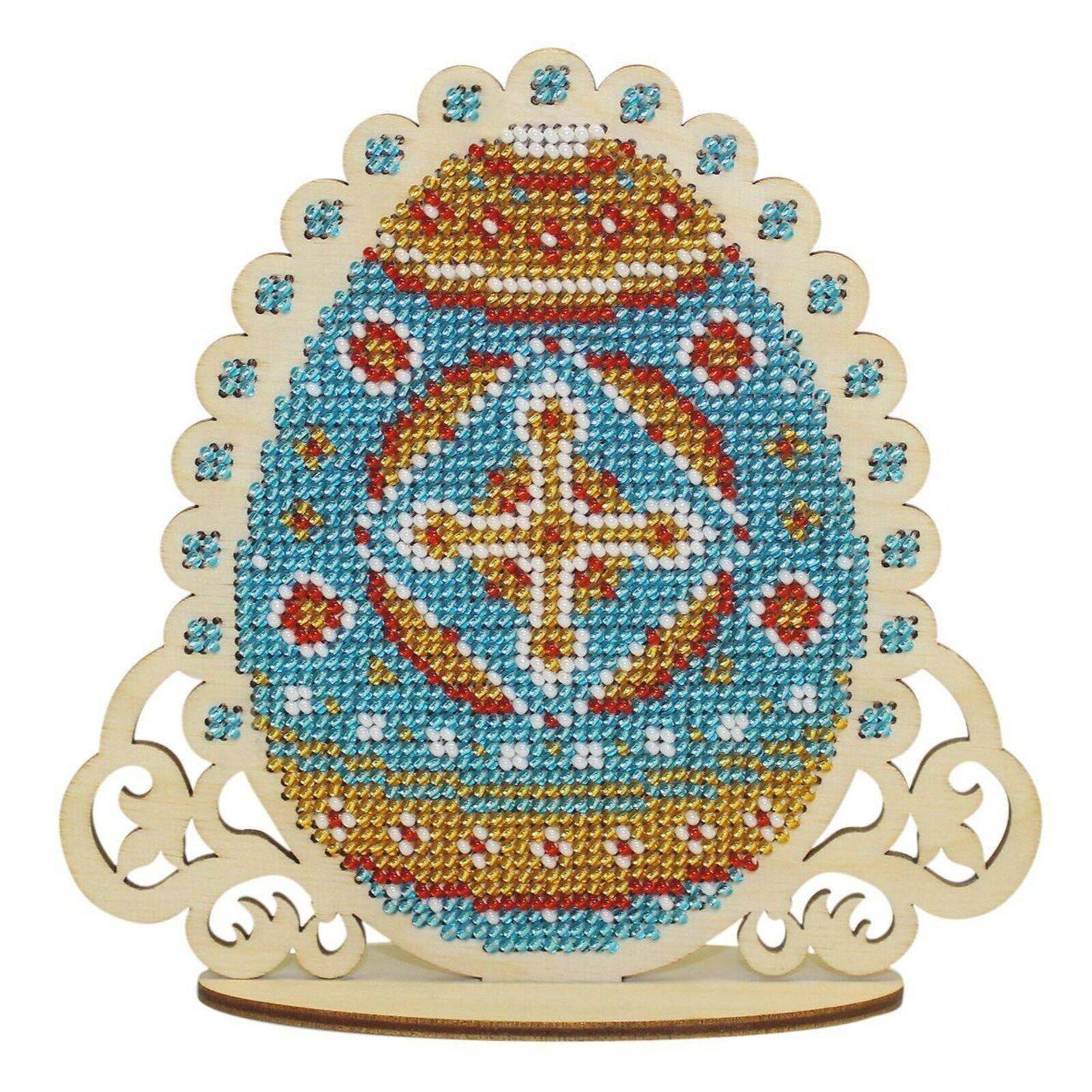 Mp Studia Blue Easter Egg Cross Stitch on Wood Kit