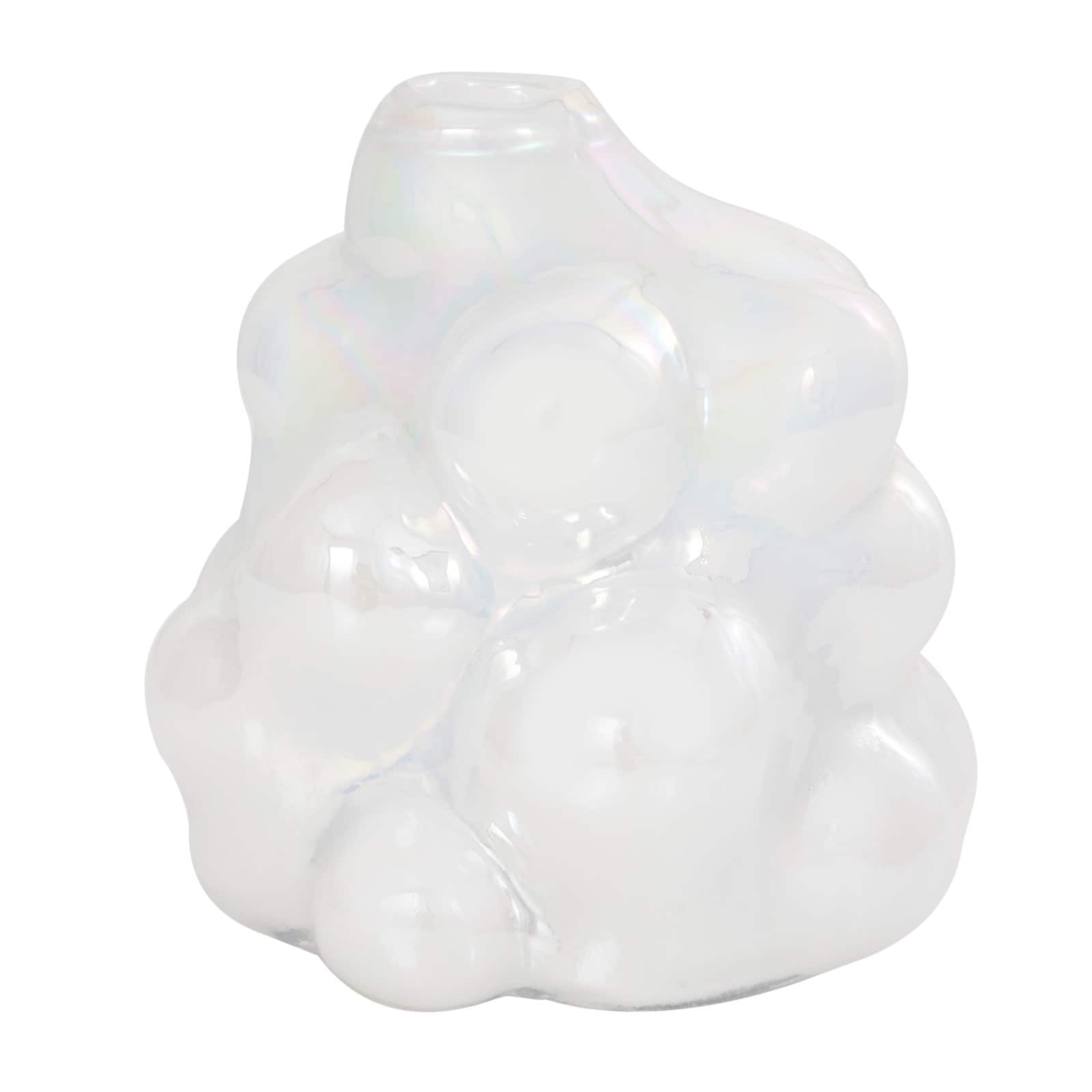 8" Clear Abstract Handmade Bubble Glass Vase
