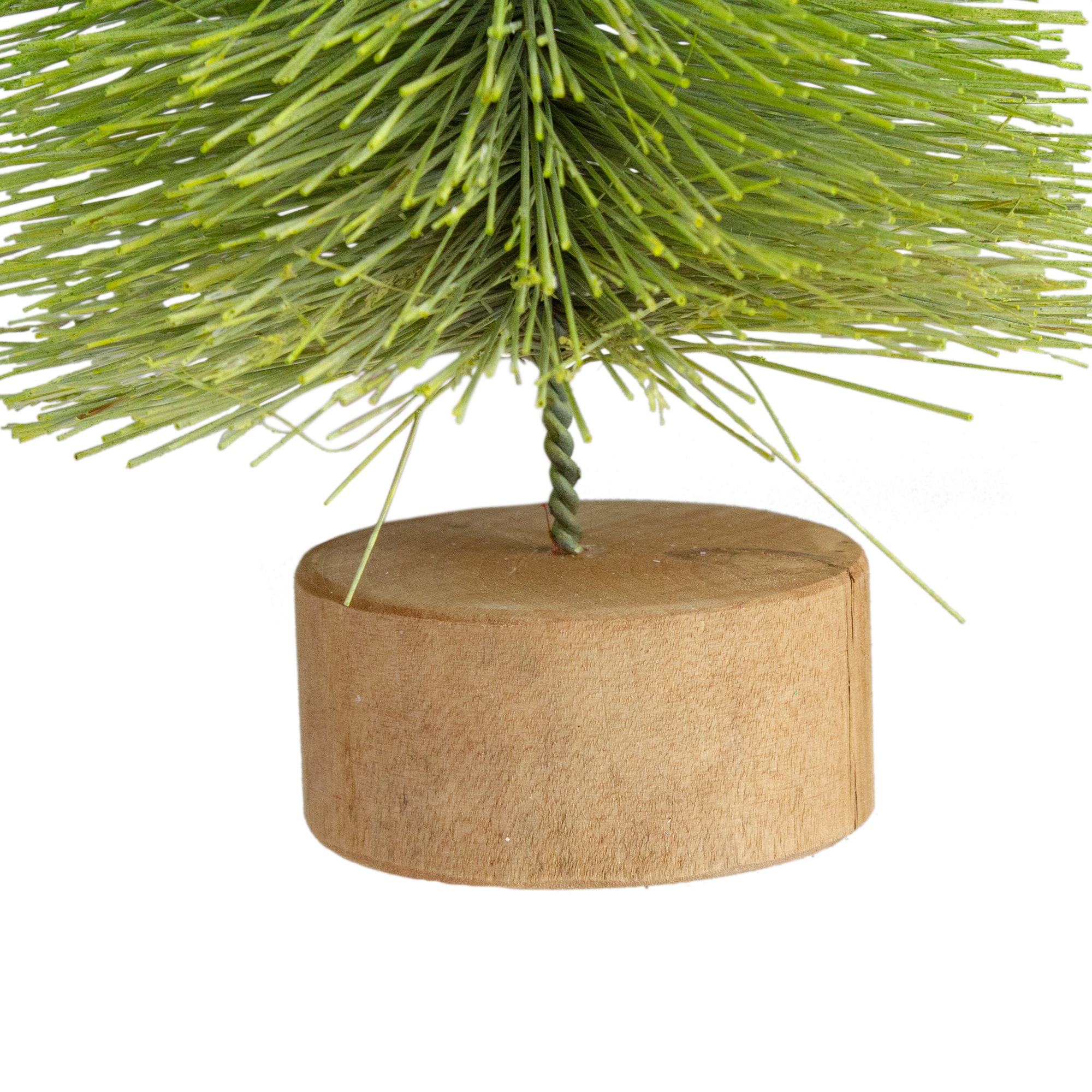 11" Unlit Bottle Brush Pine Artificial Christmas Tree with Wooden Base