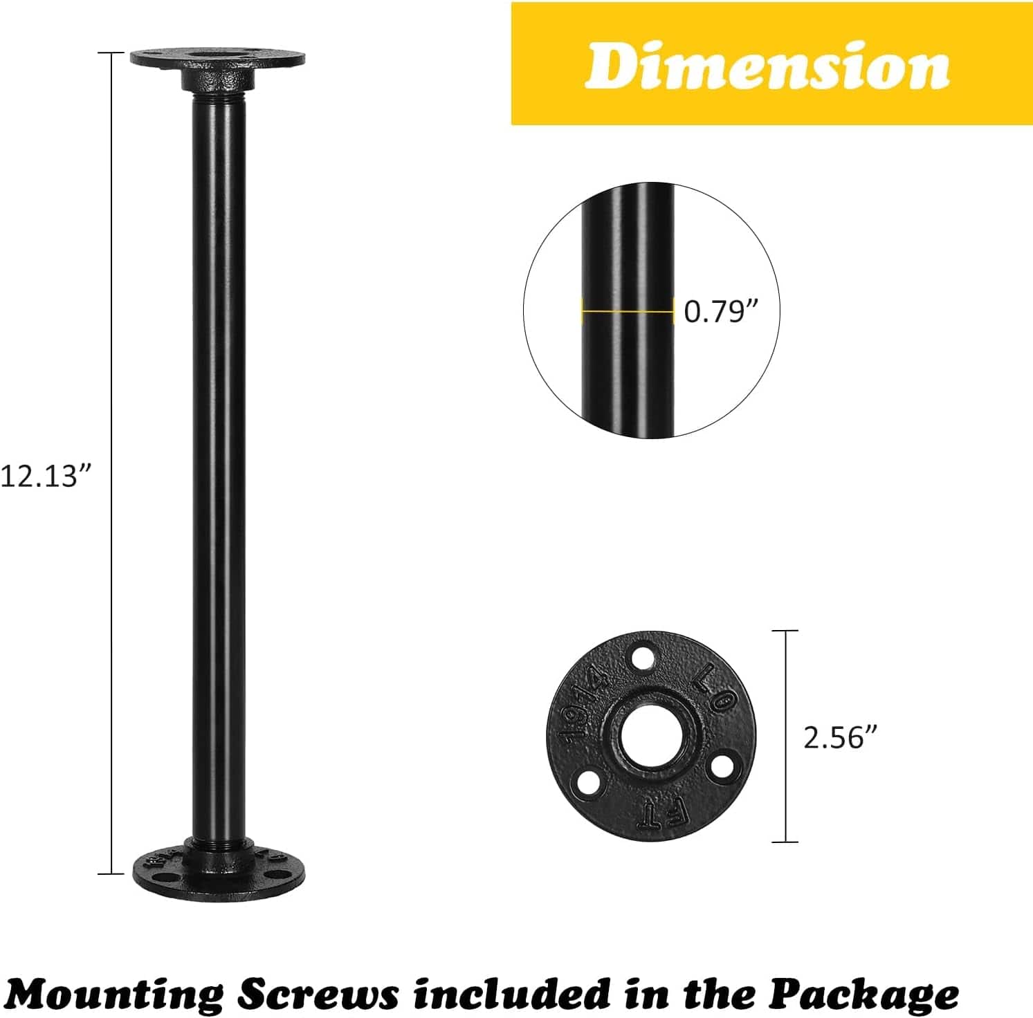 NEX™ Black Industrial Pipe Metal Table Legs with Casters, 4ct.