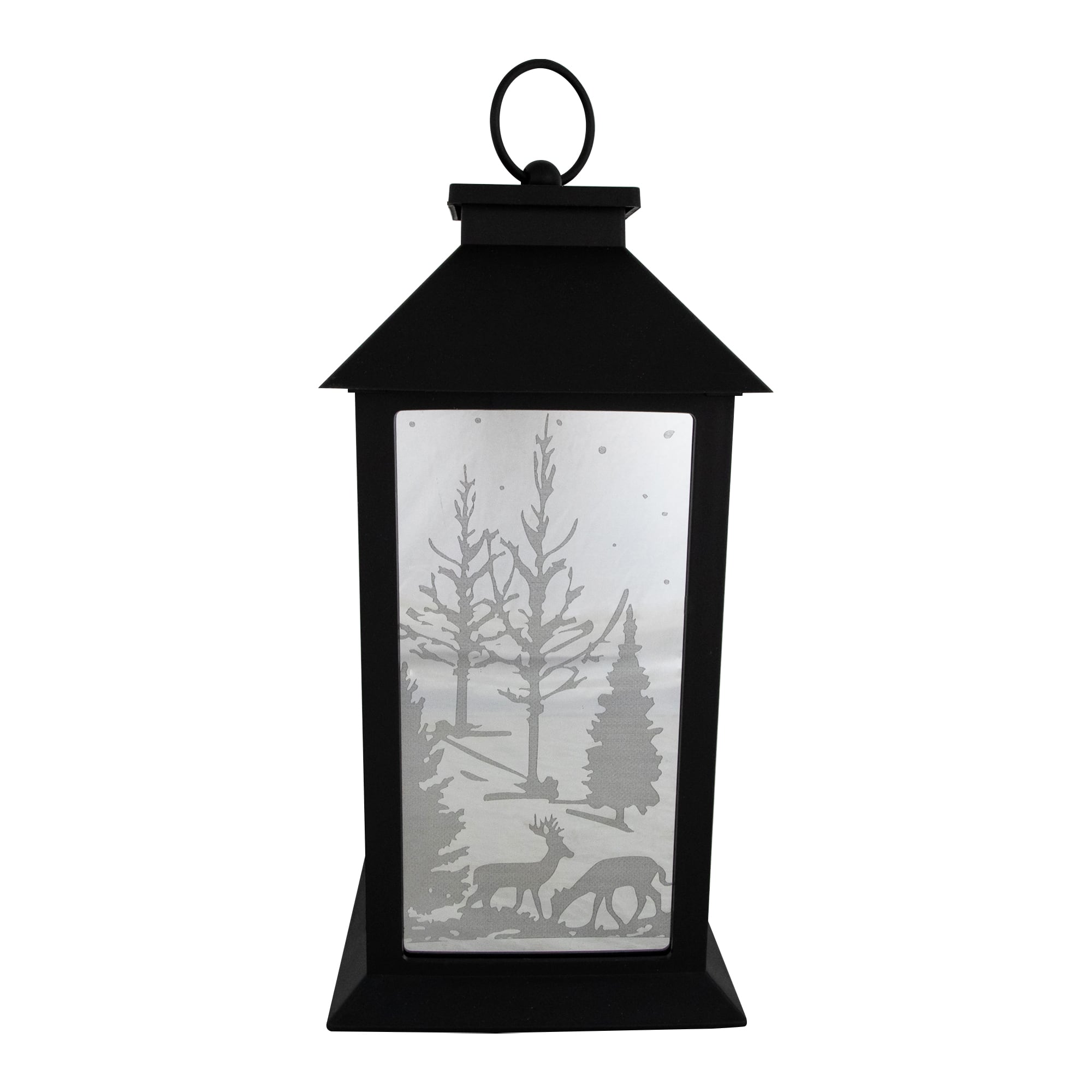 NorthLight 11" LED Lighted Deer & Winter Trees Christmas Lantern in Black | Michaels®