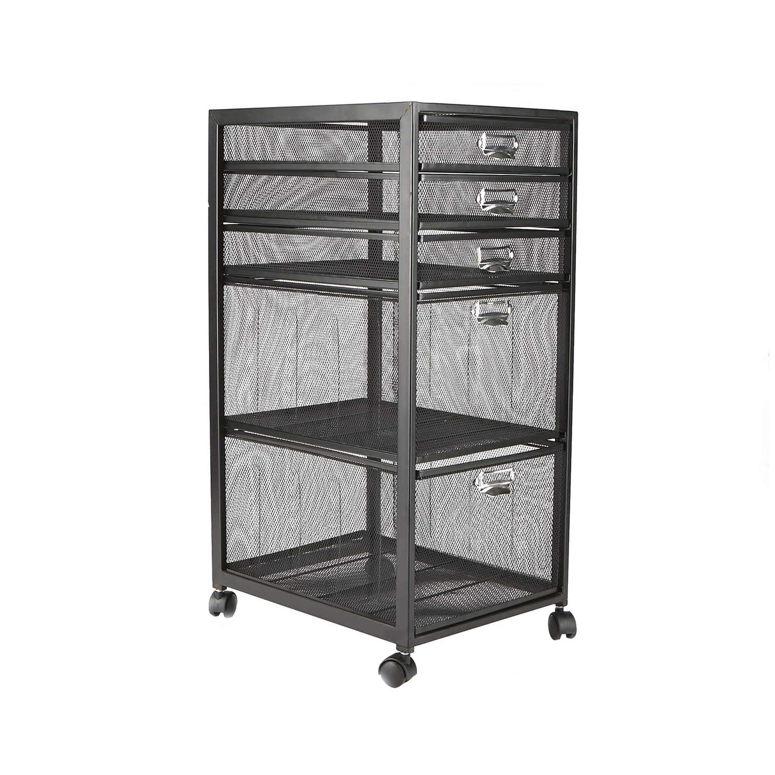 Mind Reader Black 5-Drawer Rolling File Cabinet