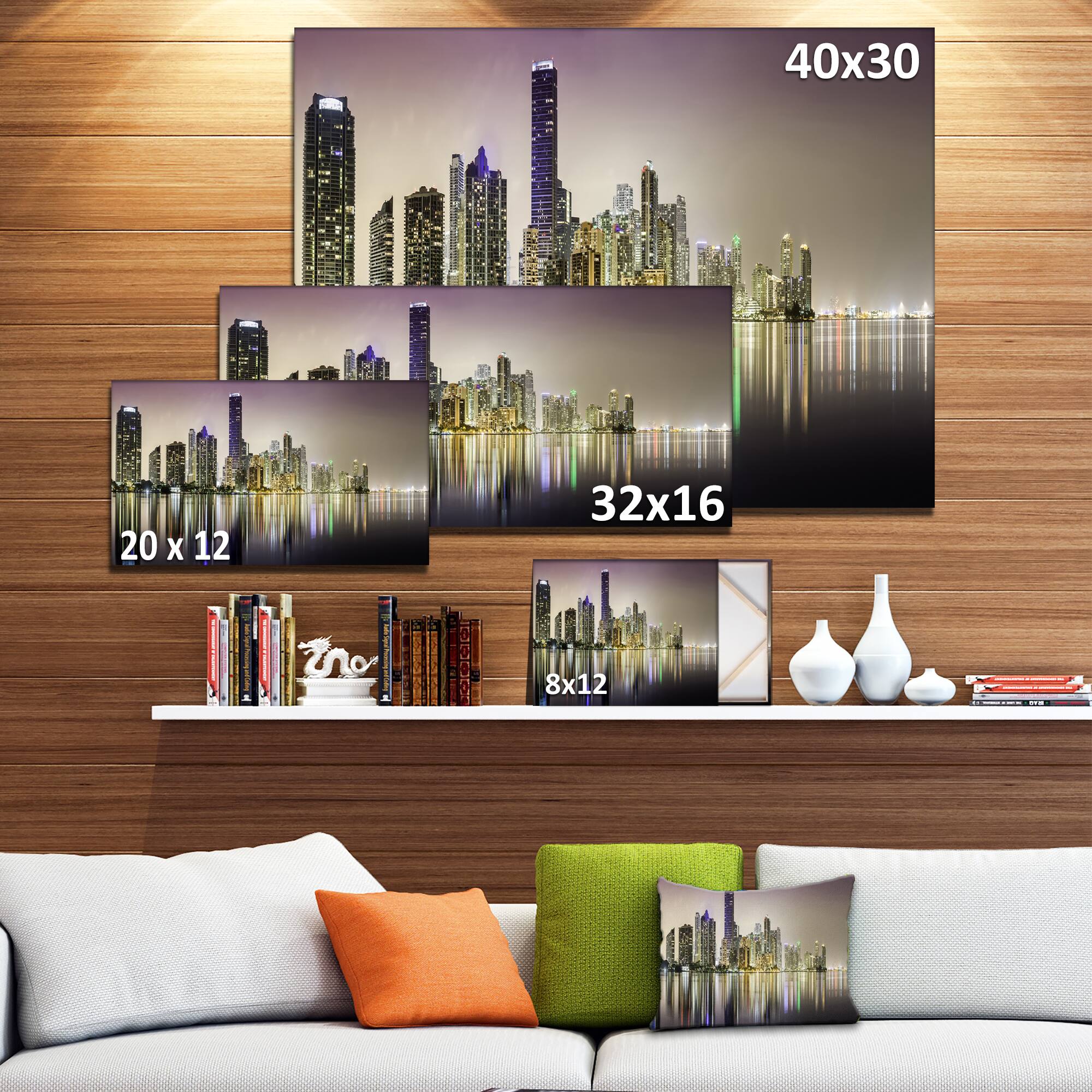 Designart - Miami Downtown Night Panorama