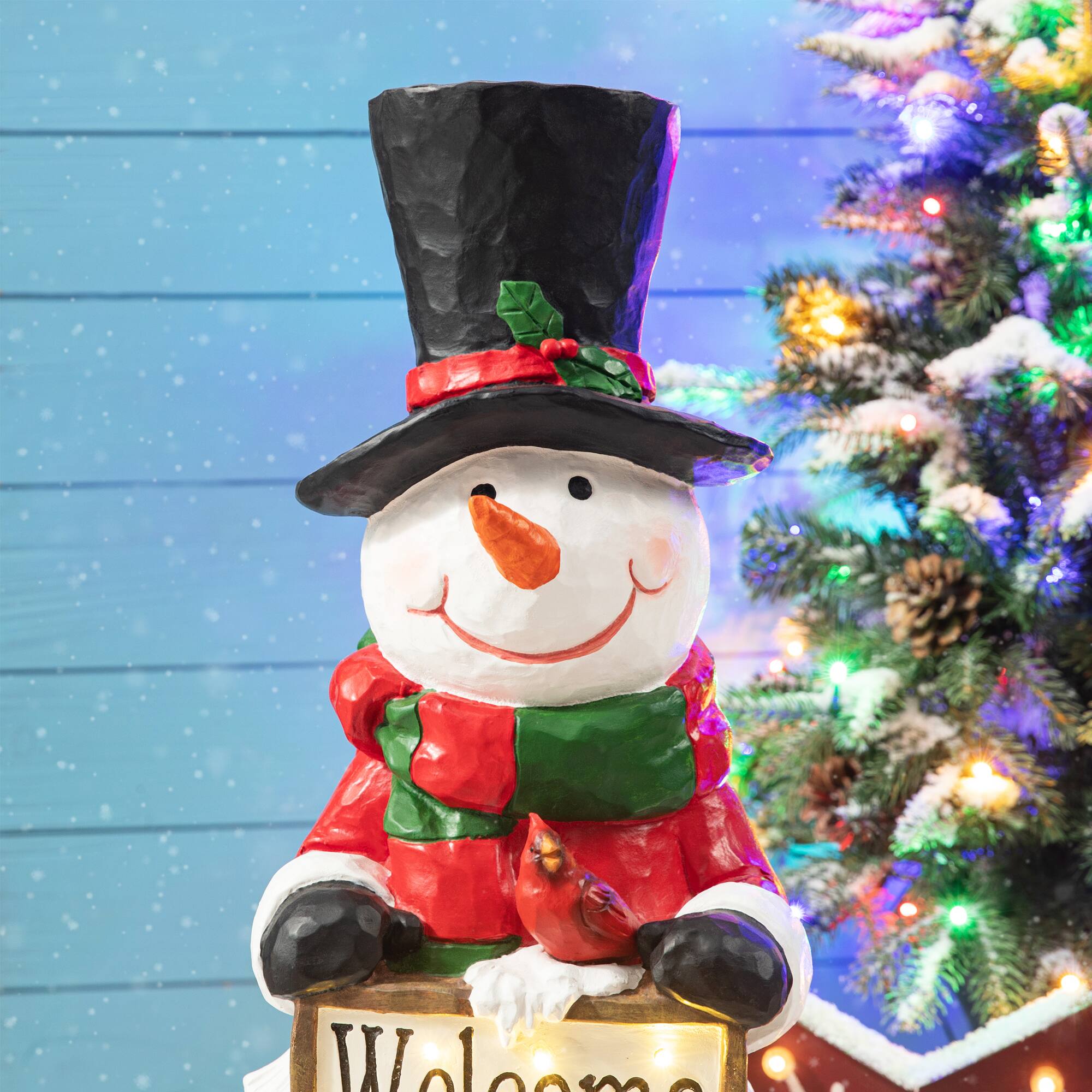 Glitzhome® 29.25" Pre-Lit Christmas Snowman Porch Décor