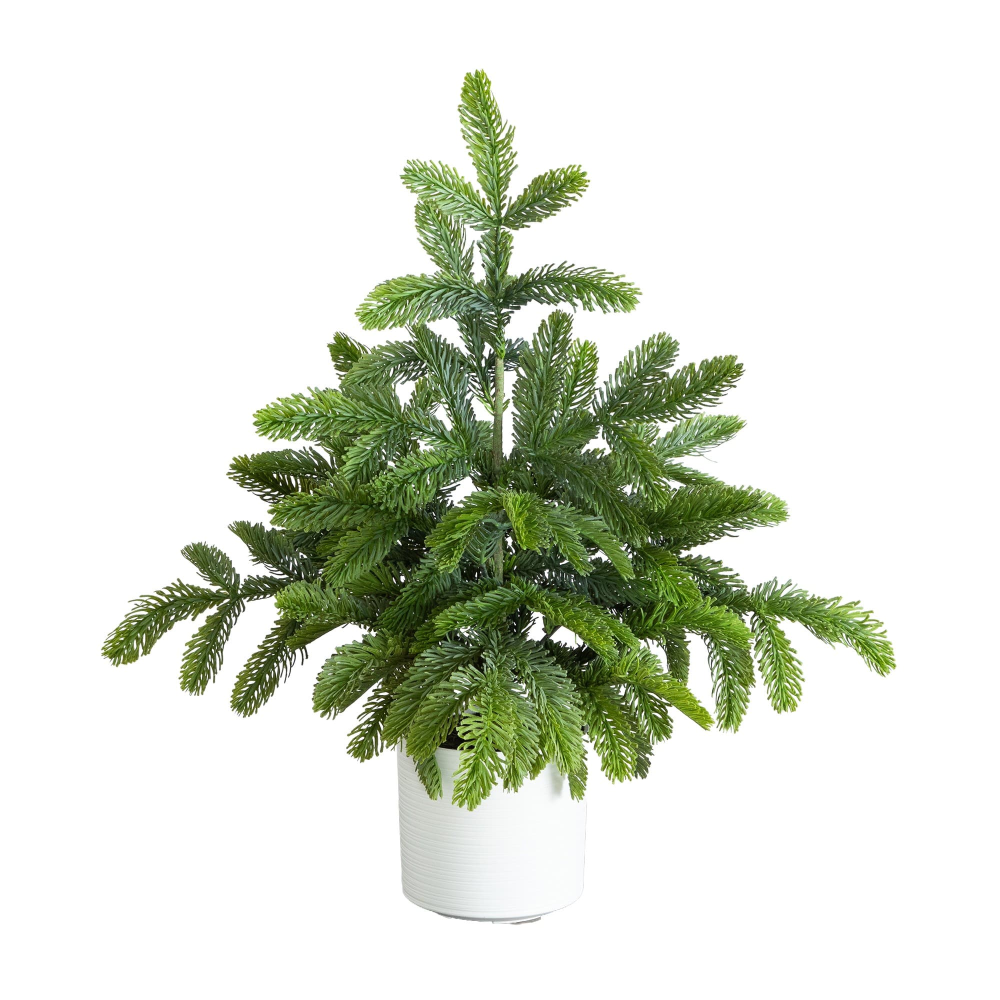 Nearly Natural 24" Artificial Real Touch Christmas Pine in White Decorative Planter