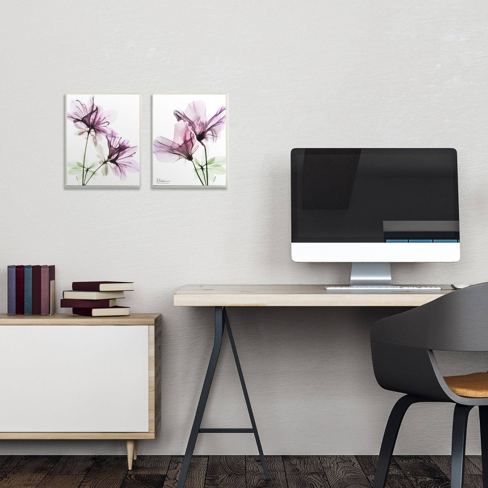 Stupell Industries Purple Flower Bloom Wall Plaque Set