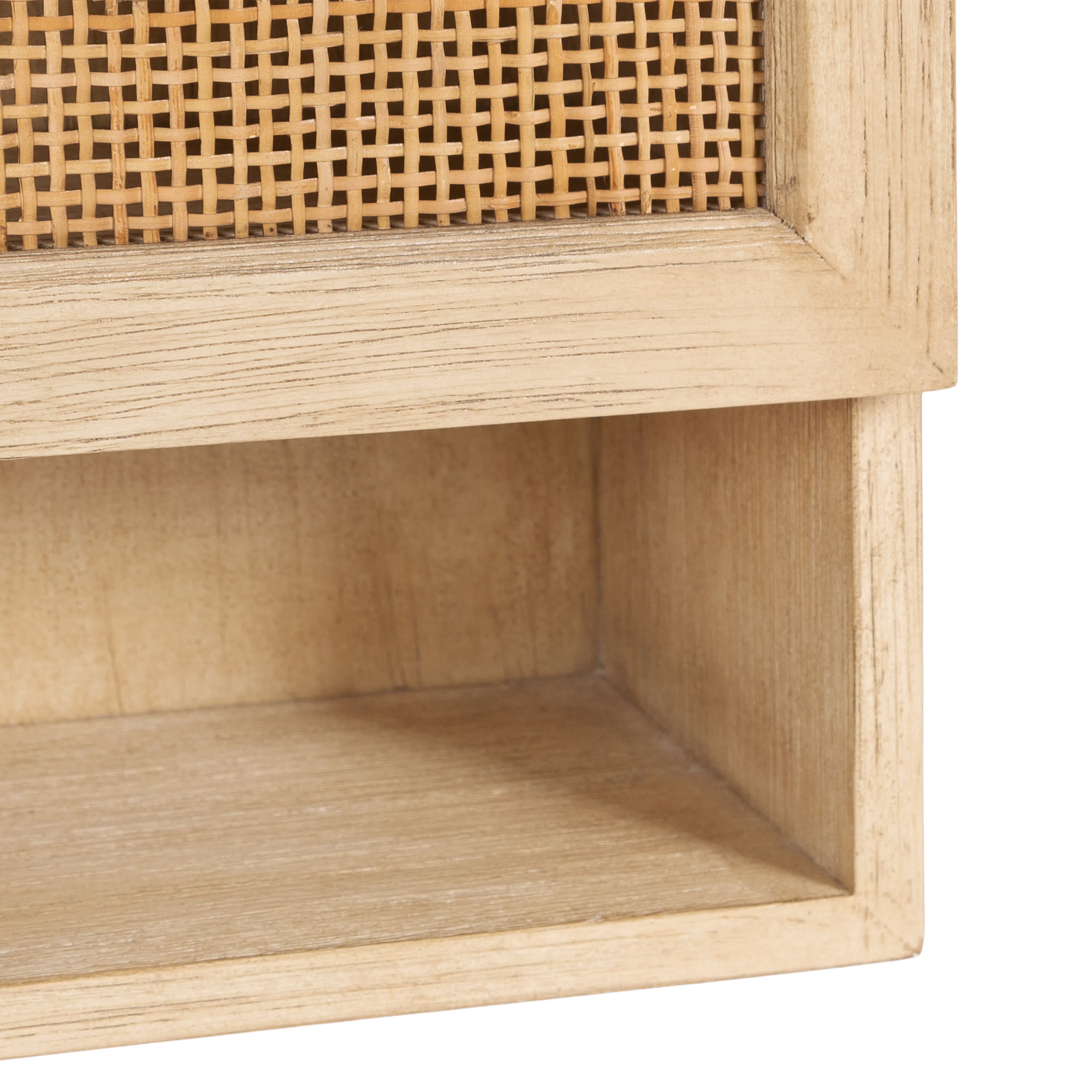 Kate and Laurel Ori Rattan Wall Cabinet with Cubby