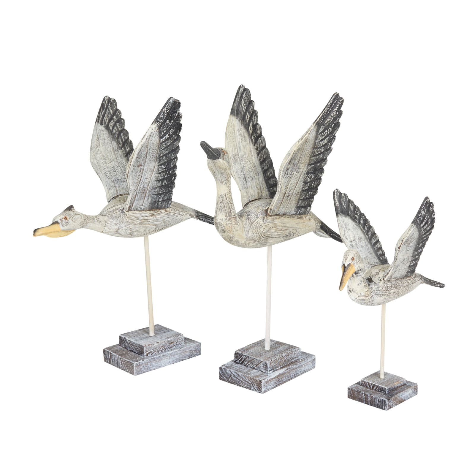 Set of 3 Grey Pine Coastal Sculpture, 14" x 14" x 11"