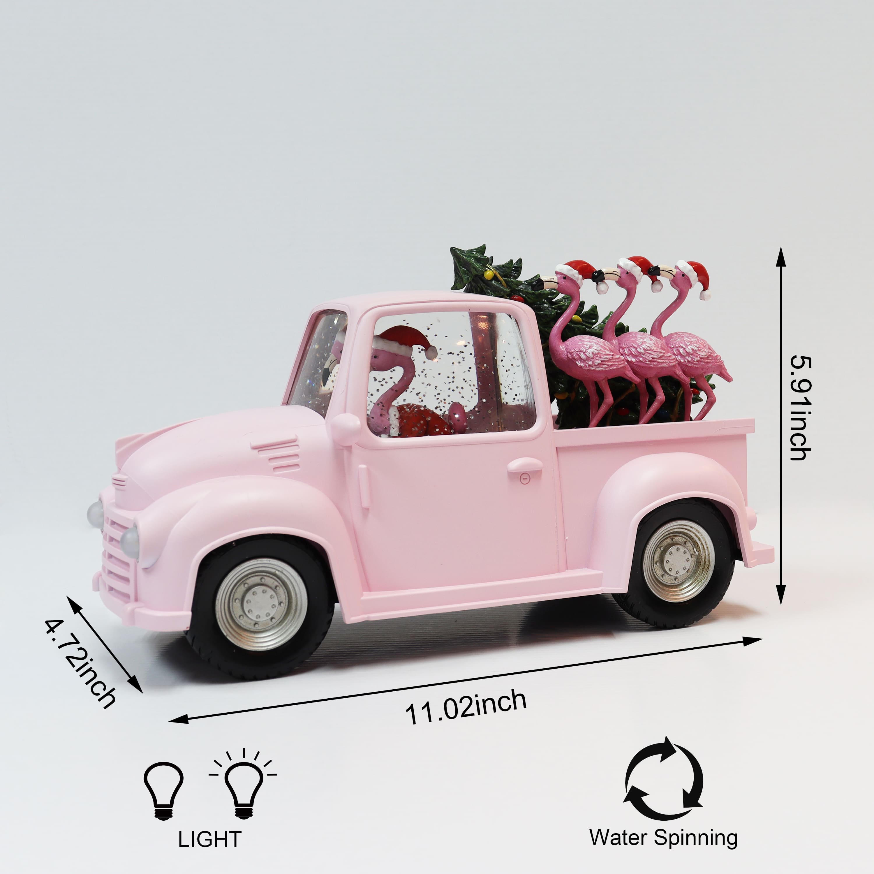 Moments in Time 5.9" Acrylic Truck with Flamingos Décor