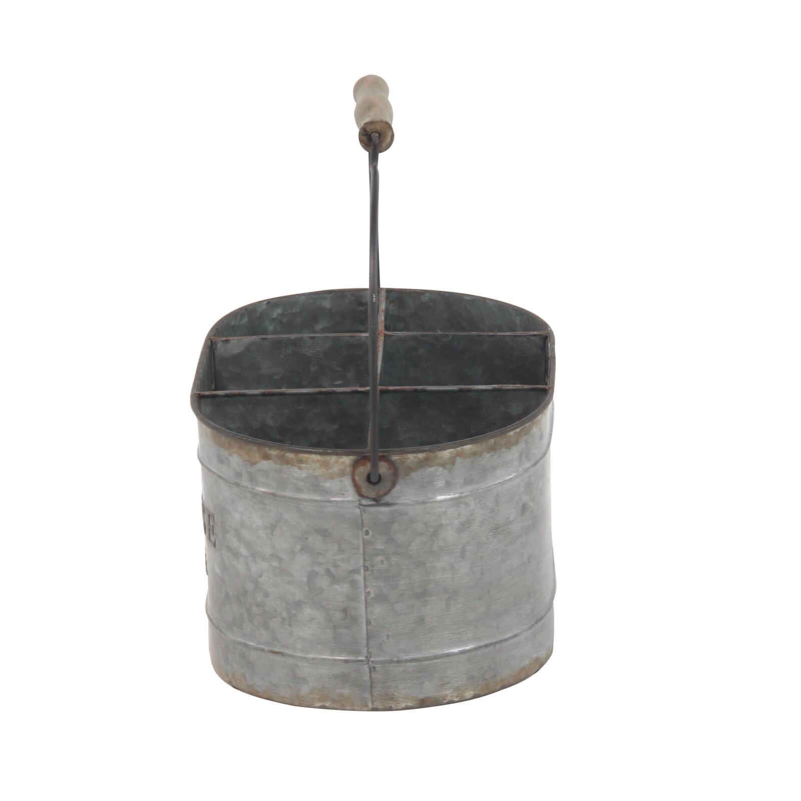 13" Gray Metal Farmhouse Wine Holder