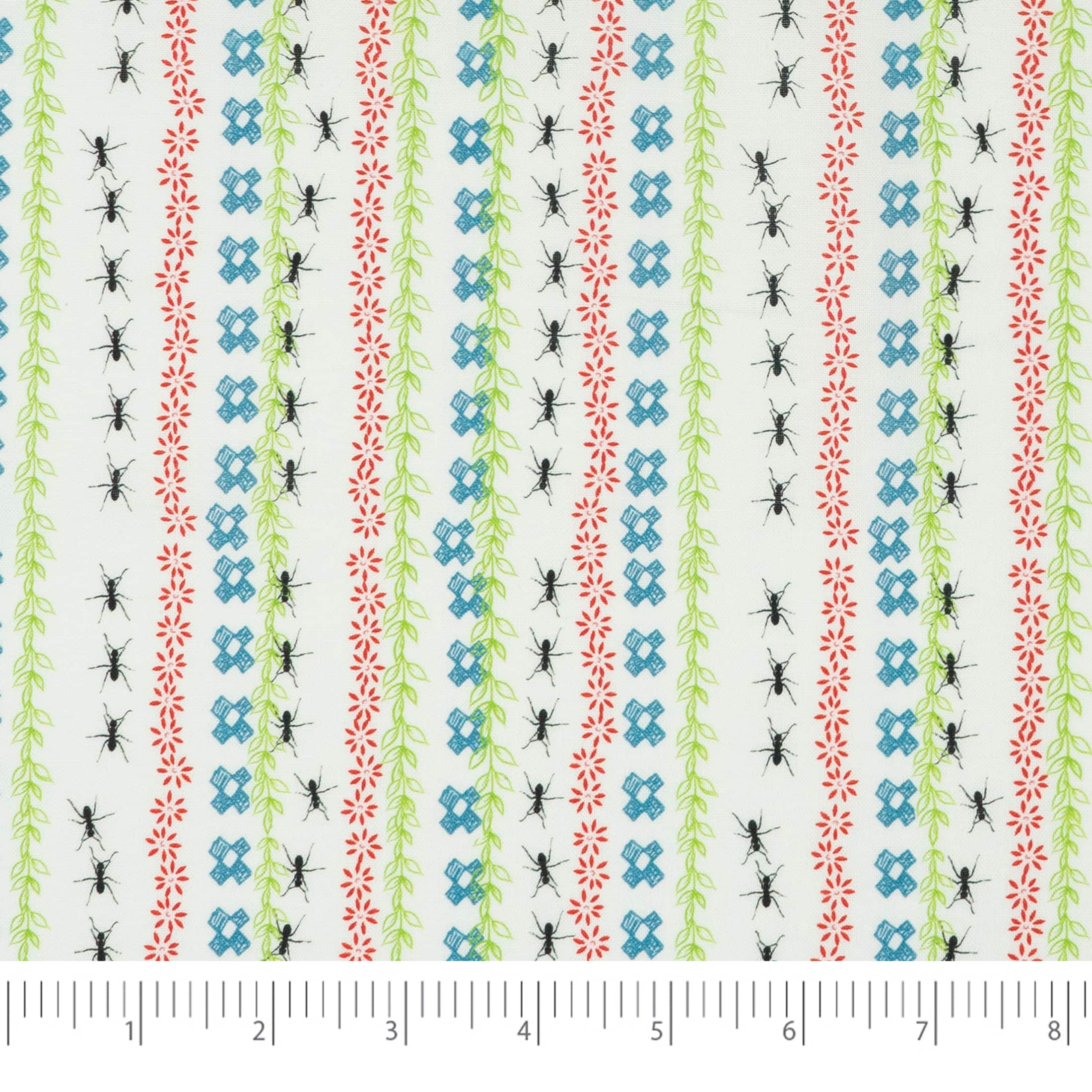 Stitch & Sparkle Maries Collection Picnic Ant Stripe Cotton Fabric