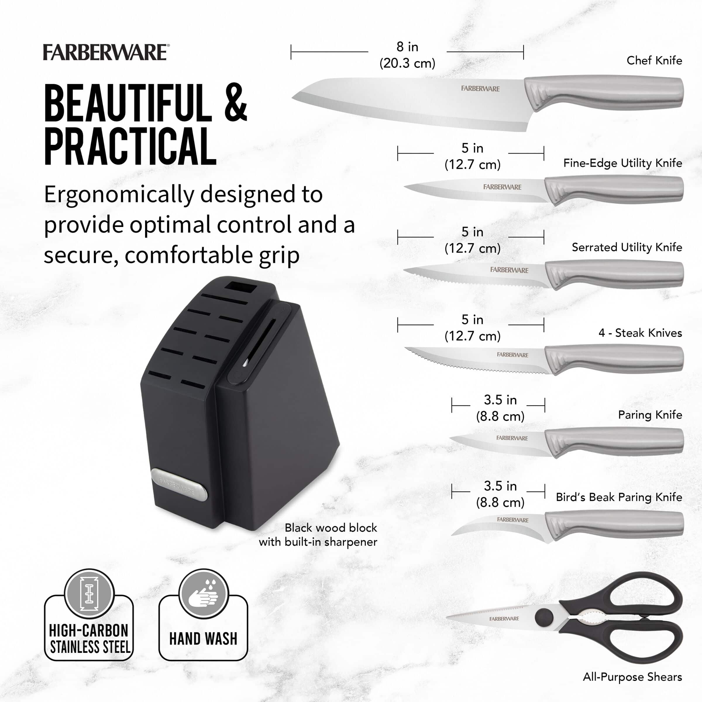 Farberware Edgekeeper 11-Piece Stainless Steel Knife Block Set