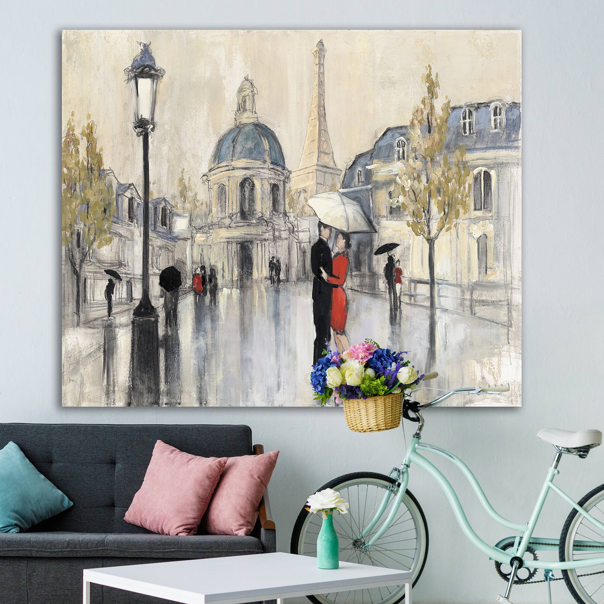 Designart - Love in Paris I - Romantic French Country Gallery-wrapped Canvas