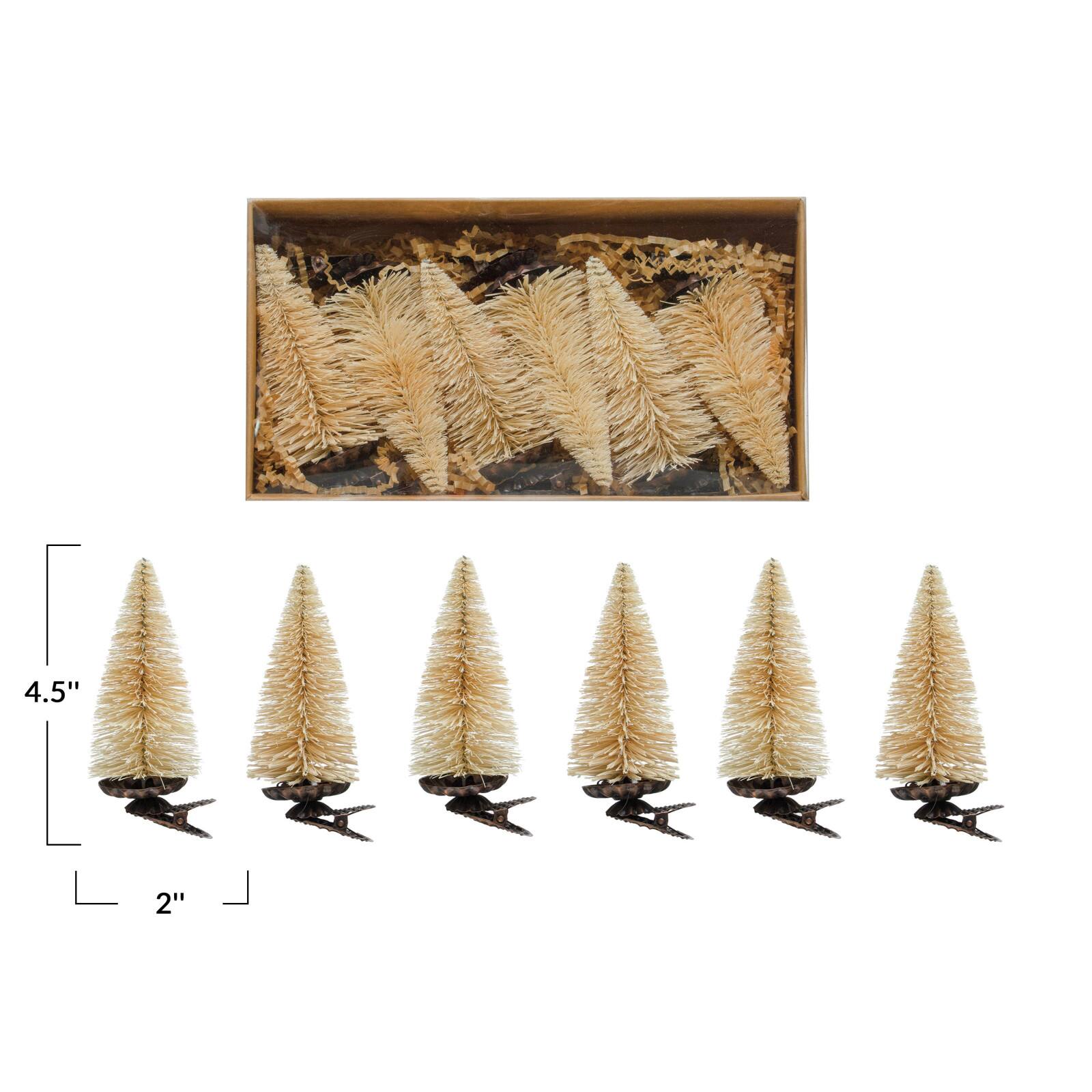 Hello Honey® Cream Sisal Bottle Brush Tree Clip-on Ornaments Boxed Set