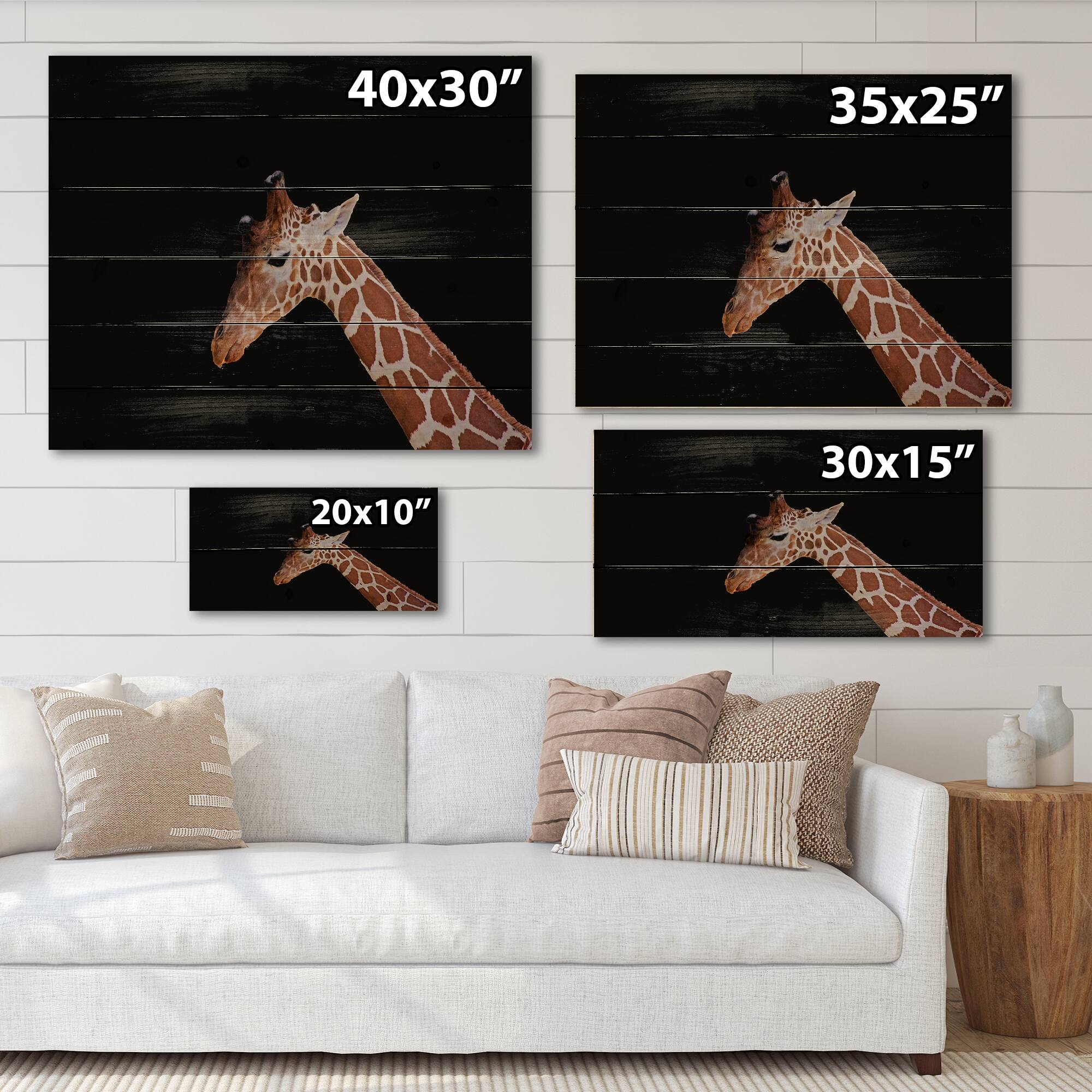 Designart - Portrait of A Giraffe V - Farmhouse Print on Natural Pine Wood