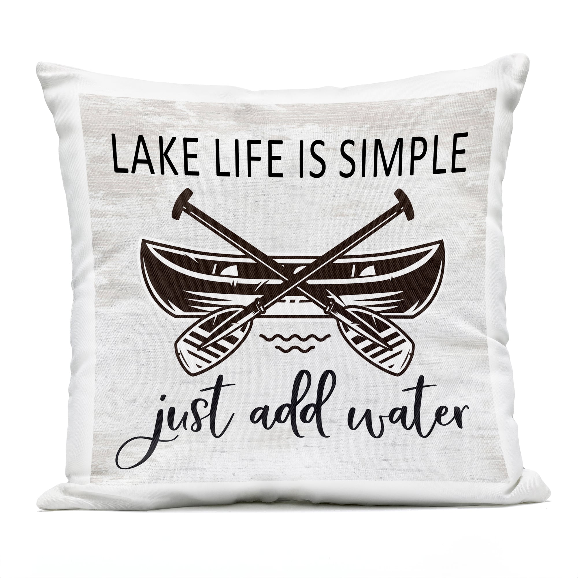 Stupell Industries 18" x 18" Lake Life Is Simple Just Add Water Phrase Printed Outdoor Throw Pillow