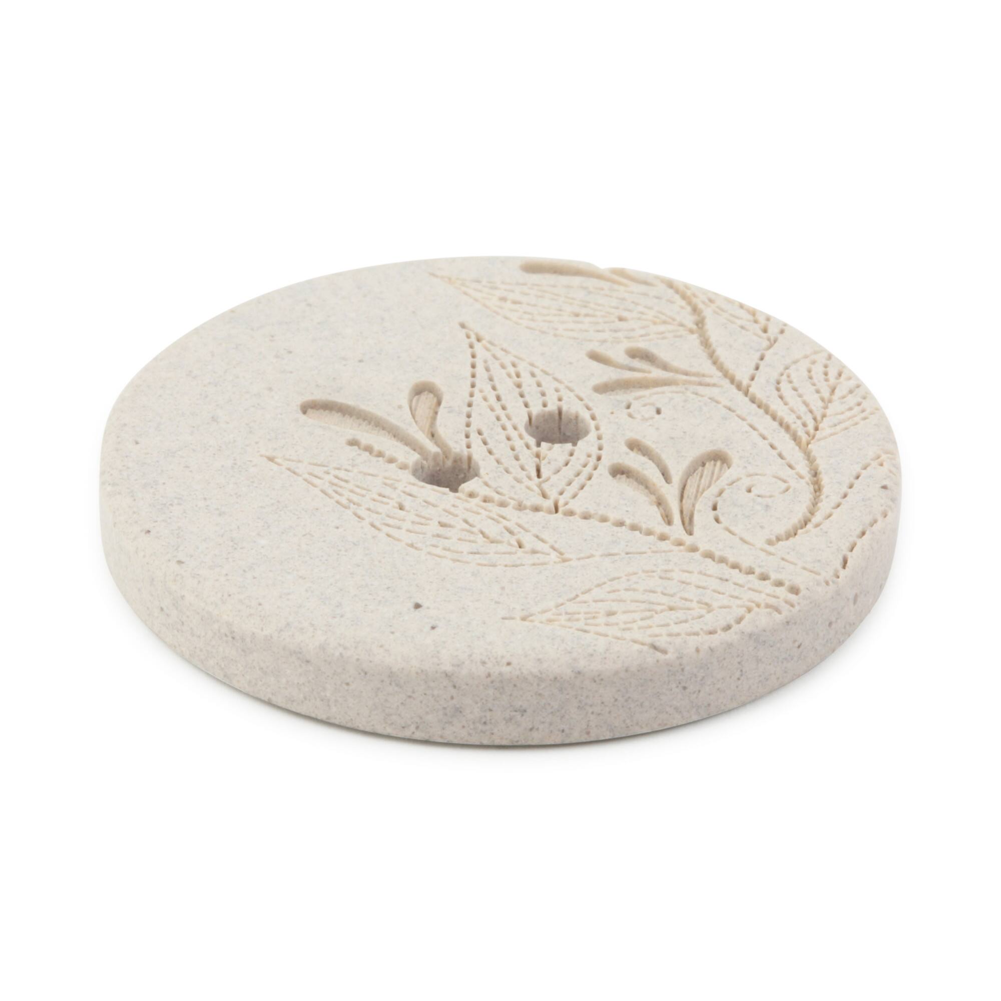 Dritz® 28mm Light Gray Recycled Hemp Round Floral Button, 3ct.