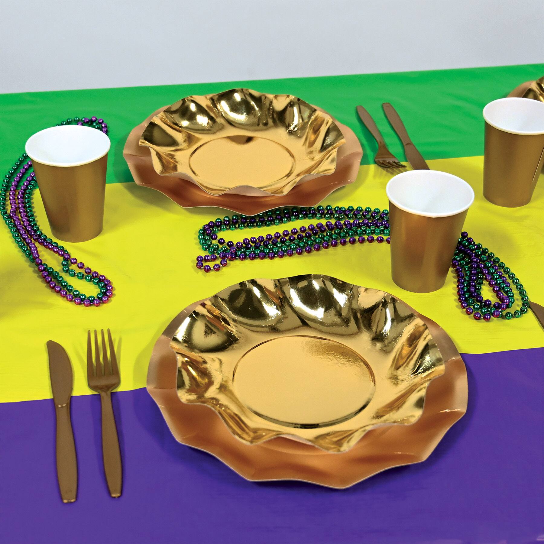 Beistle 40" x 100ft. Mardi Gras Plastic Table Roll
