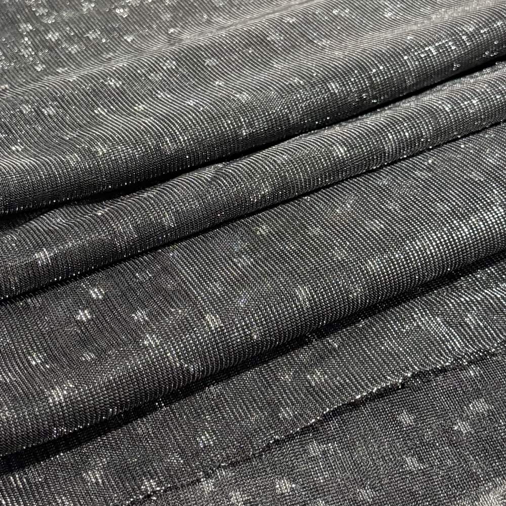 Feldman Silver Dots & Stars Metallic Knit Fabric
