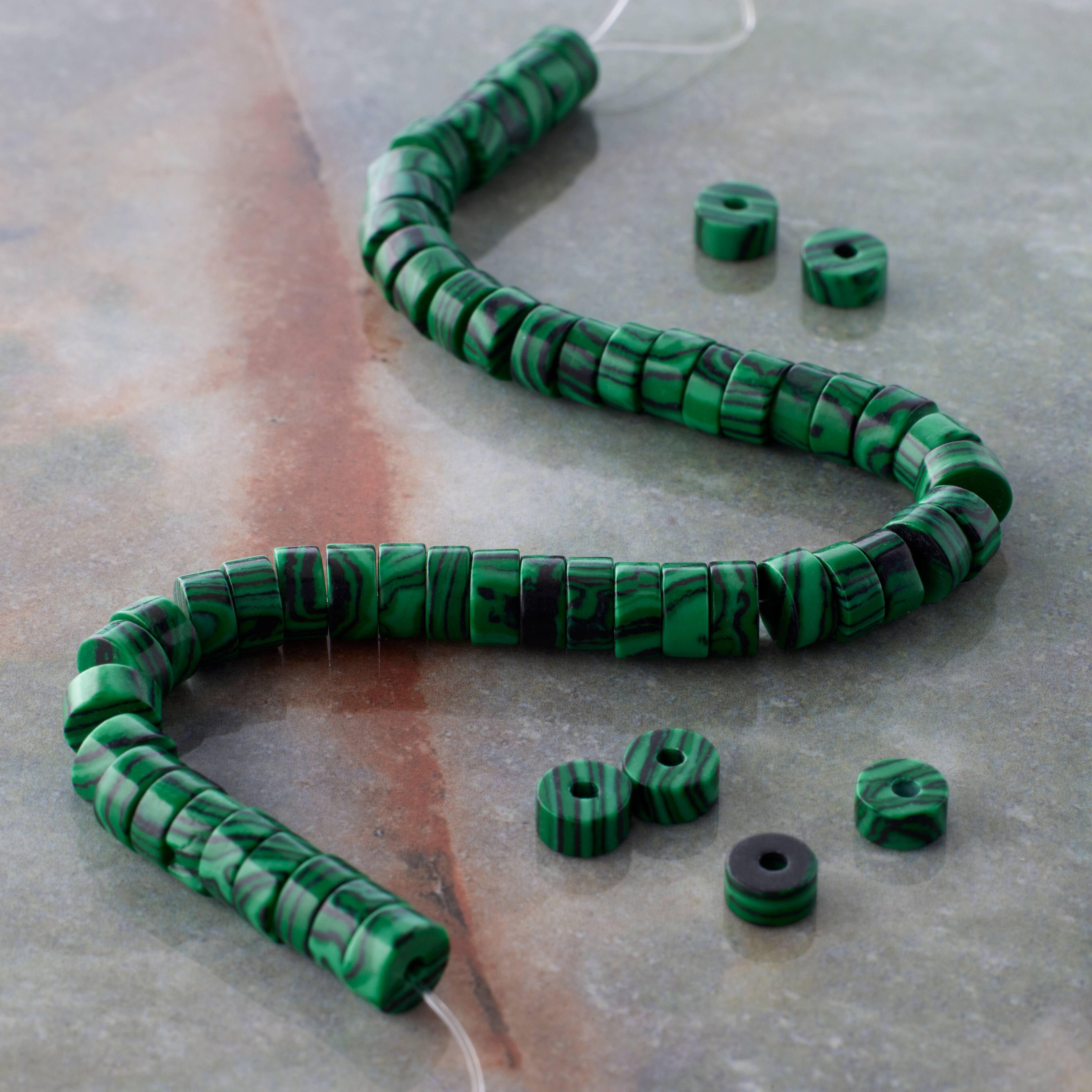 Green Reconstituted Stone Heishi Beads by Bead Landing