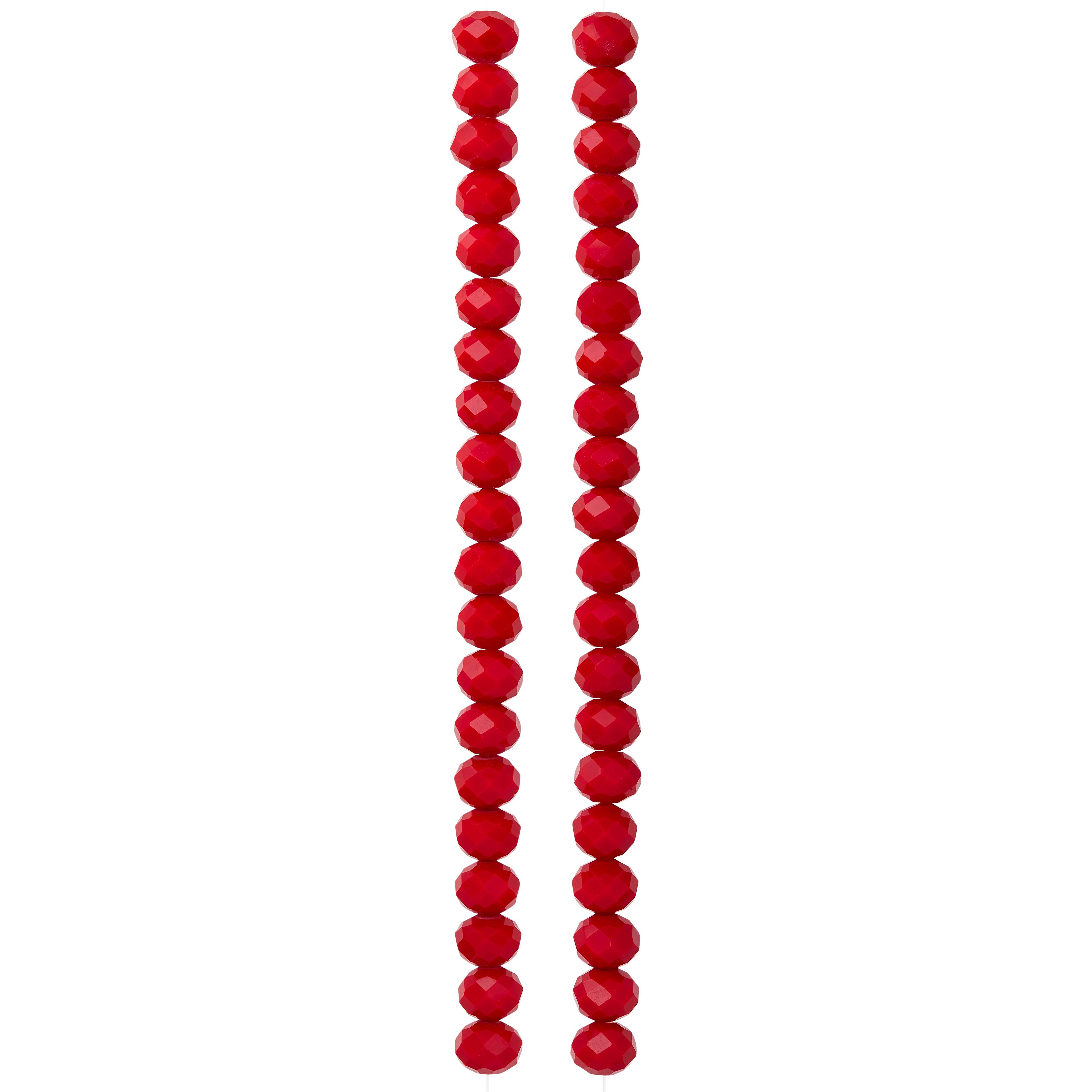 Red Faceted Glass Rondelle Beads, 8mm by Bead Landing™