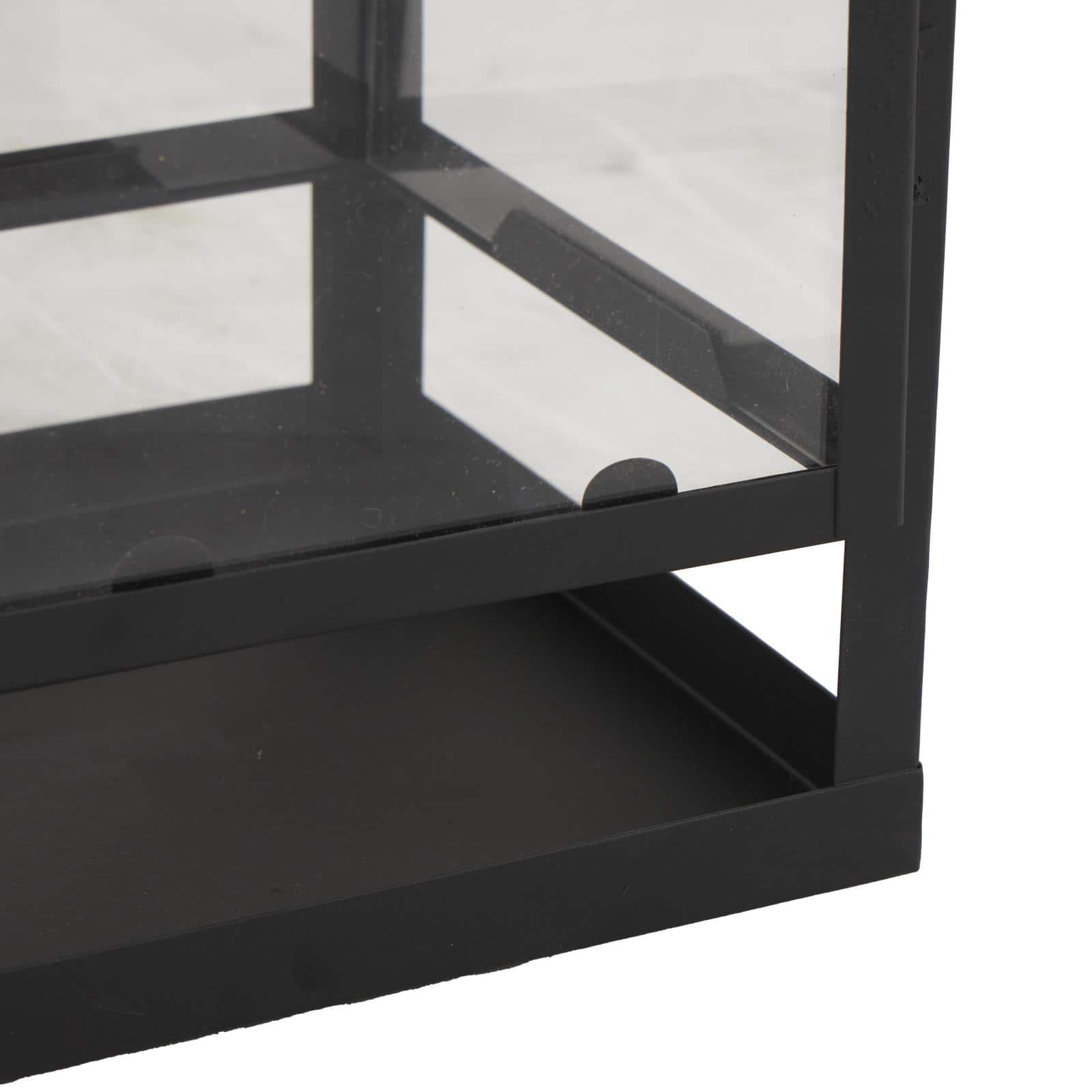 Black Minimalist Candle Lantern with Ring Handles Set