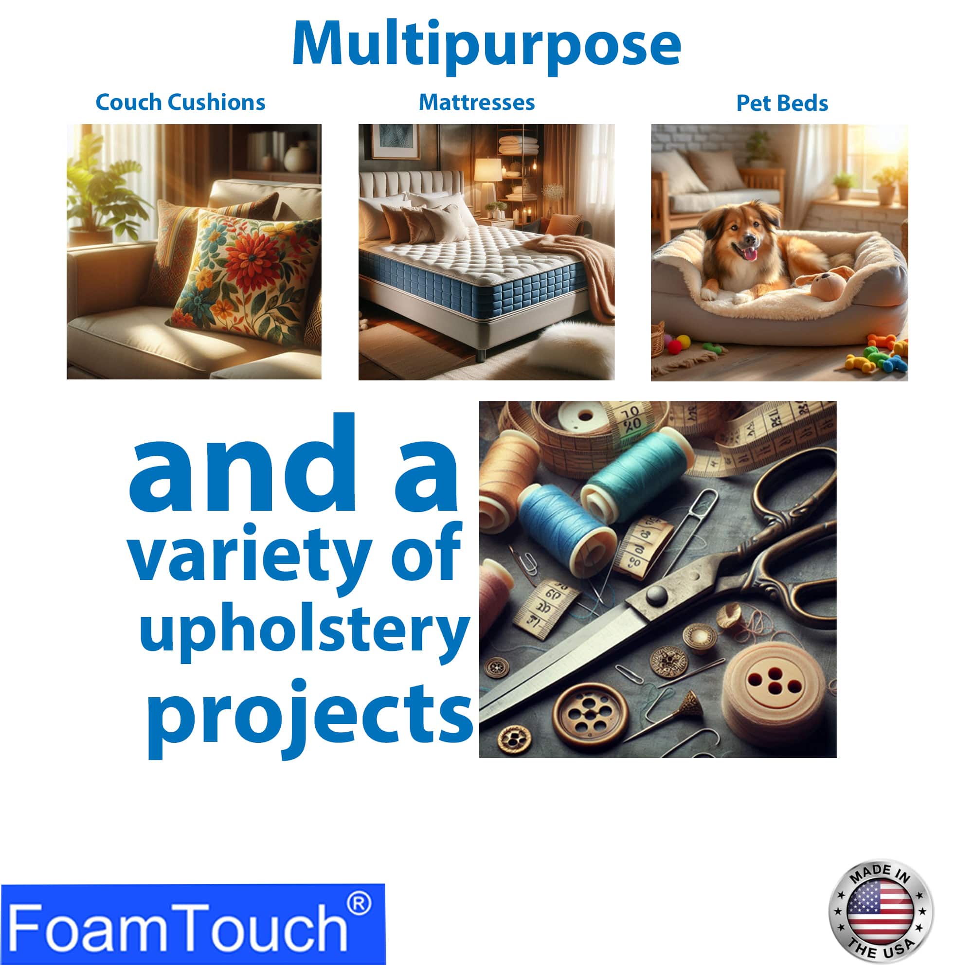 FoamTouch® 2" x 24" x 84" High Density Upholstery Foam