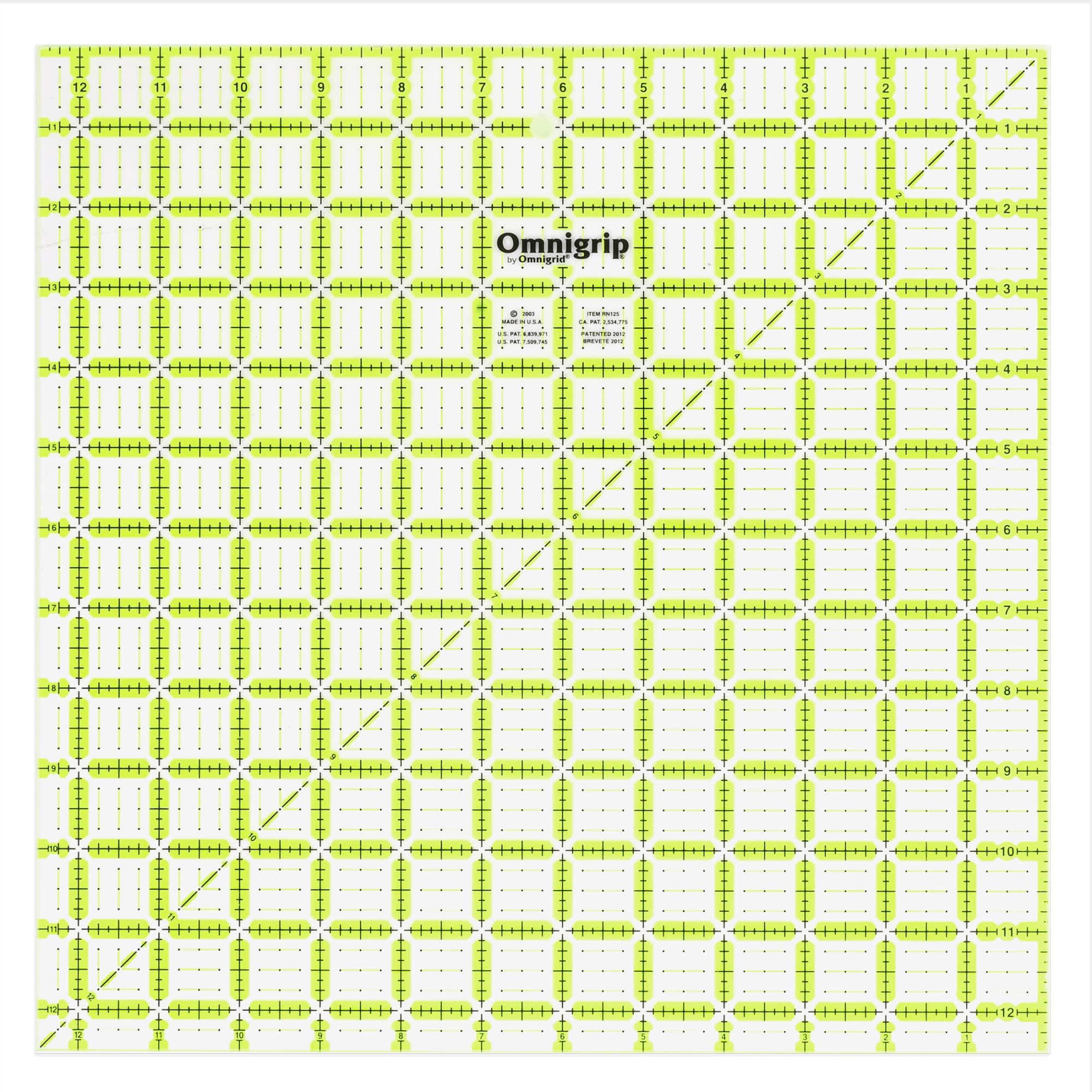 Omnigrip® by Omnigrid® 12.5" x 12.5" Non-Slip Square Quilting Ruler