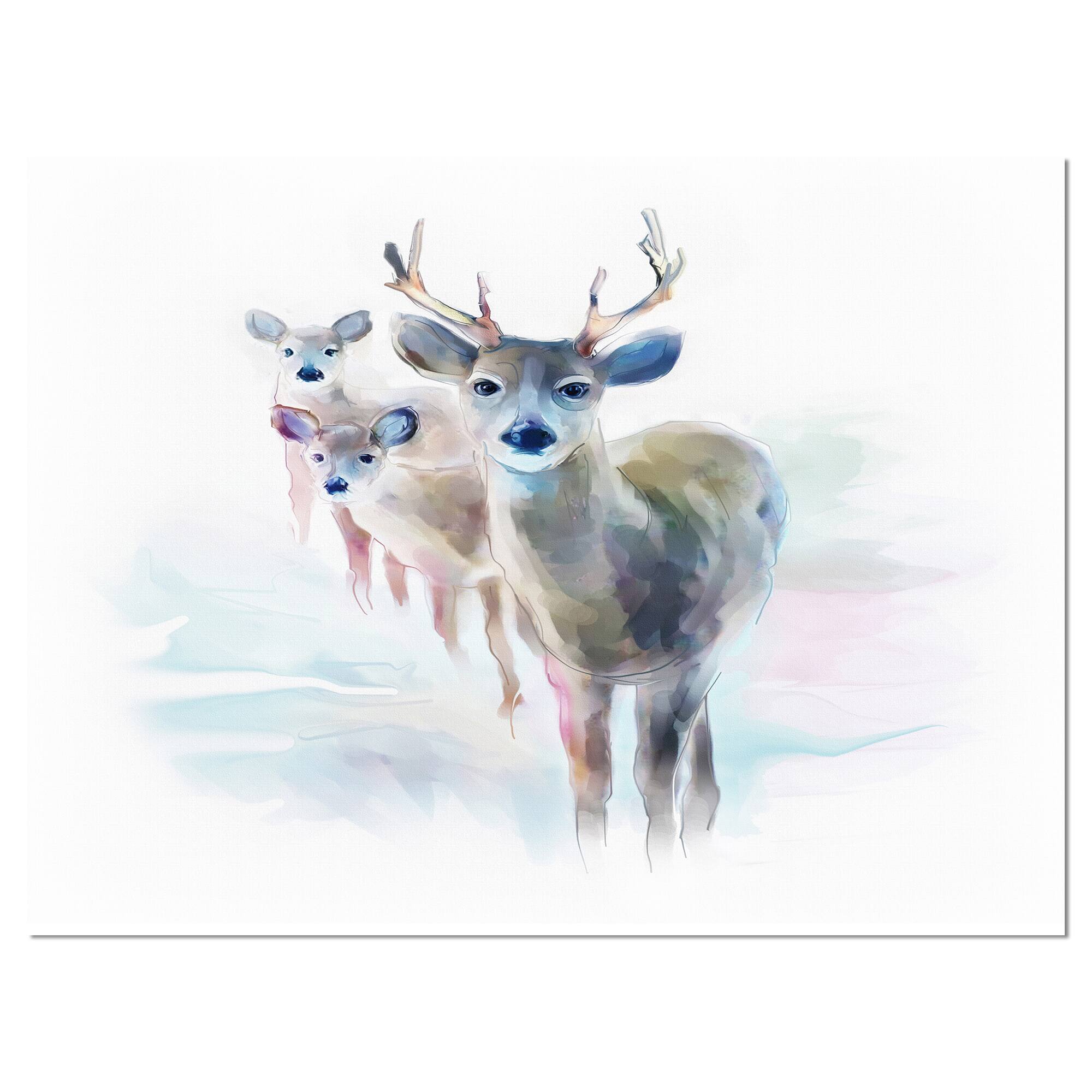 Designart - Beautiful Deer With Big Horns - Animal Canvas Art Print