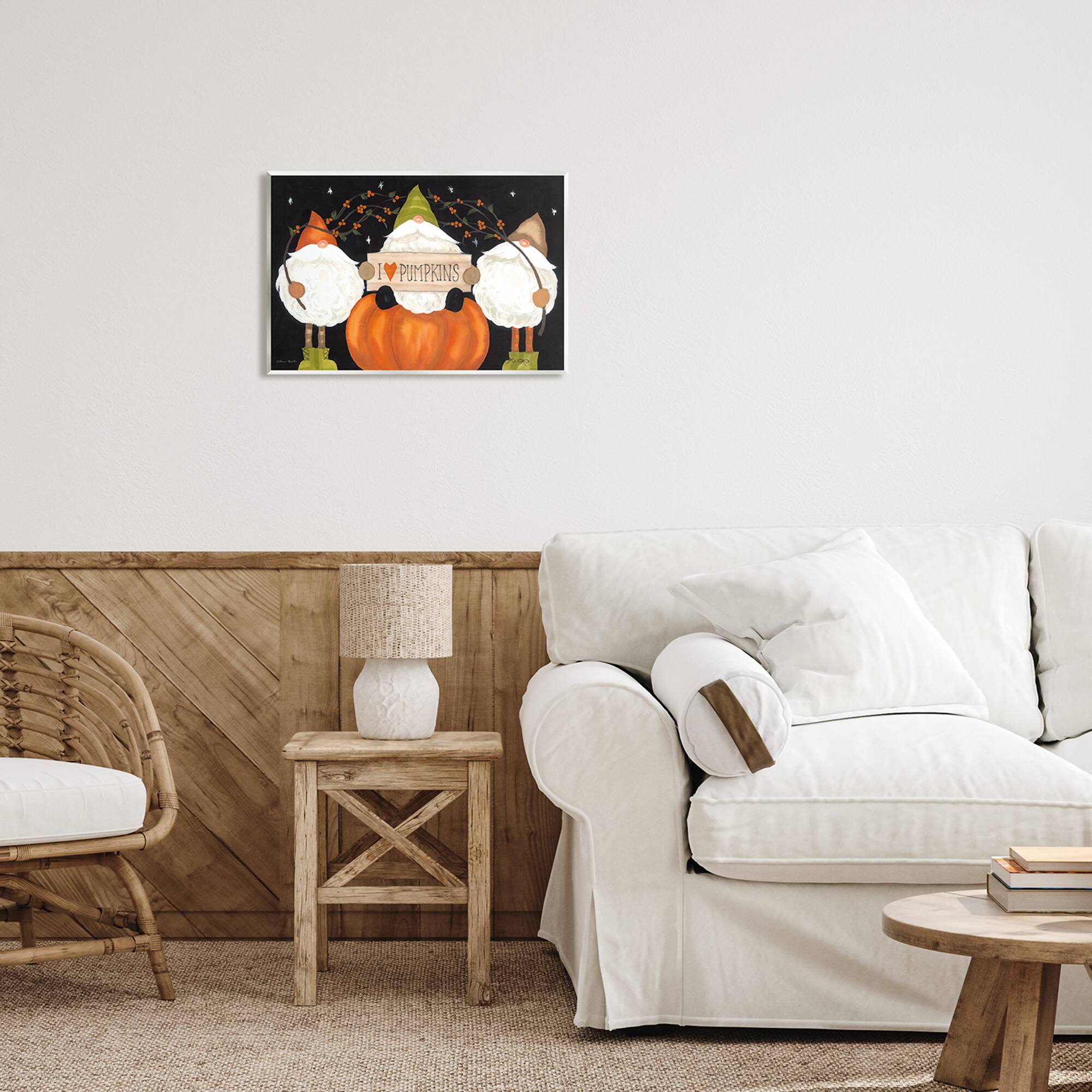 Stupell Industries I Love Pumpkins Seasonal Gnomes Wall Plaque Art
