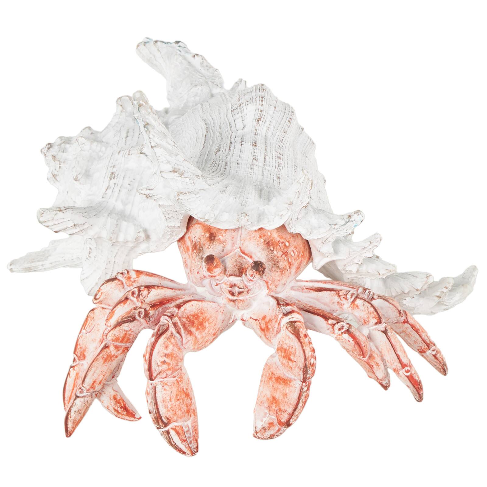 9" Polystone Crab Textured Decorative Sculpture with White Shell