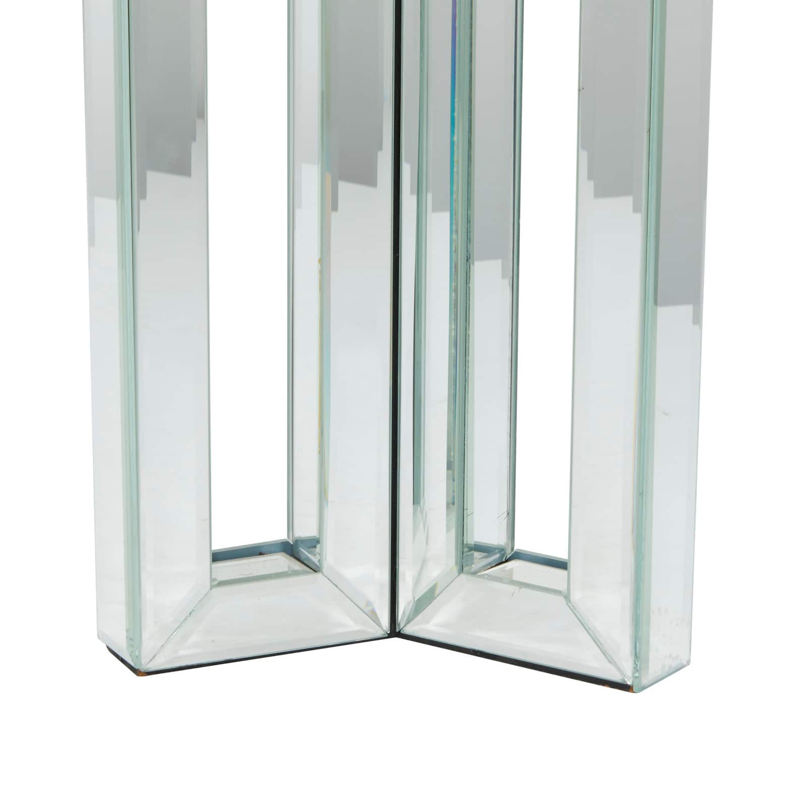 21" Silver Wood Glam Candlestick Holder