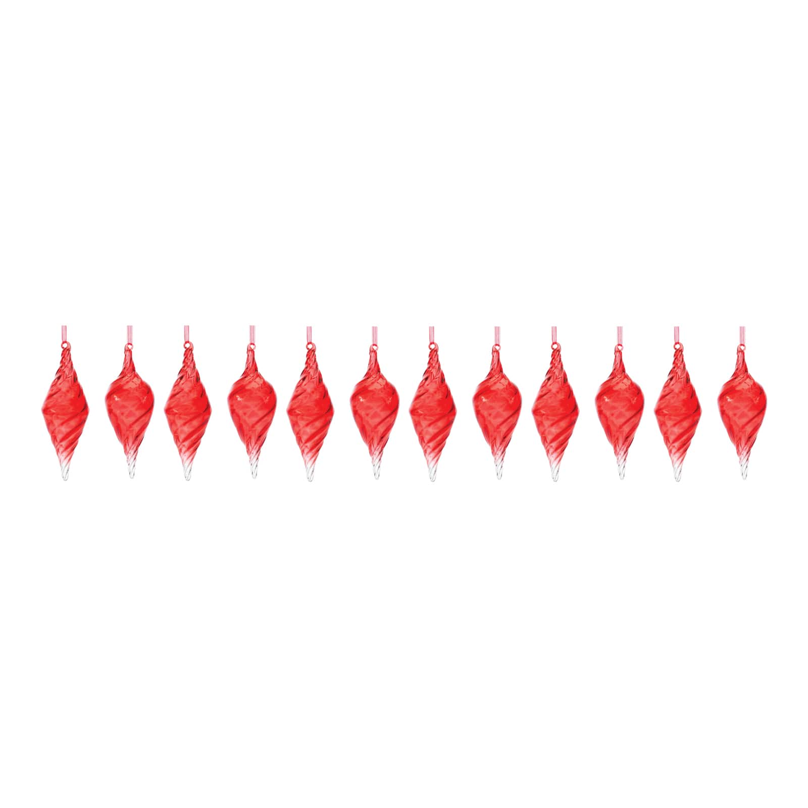 Red Swirl Glass Drop Ornament Set