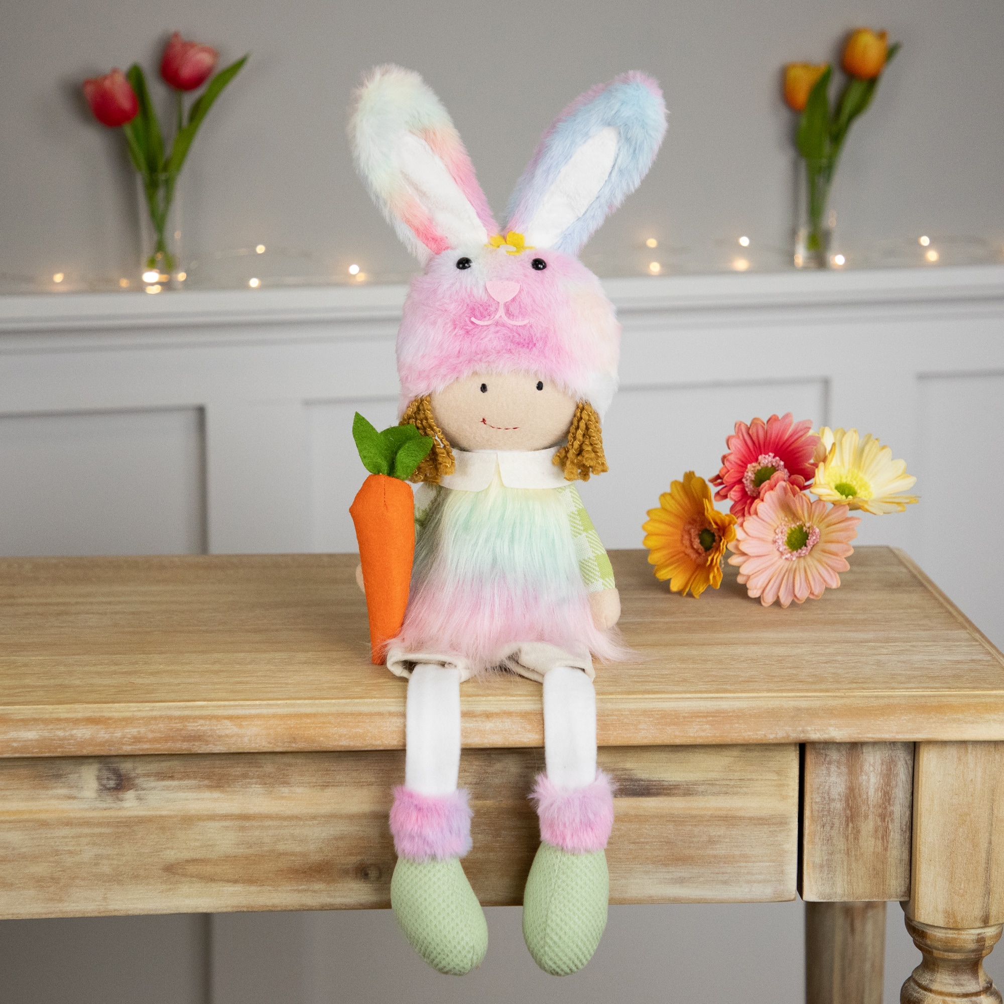 22" Girl with Dangling Legs Easter Figurine