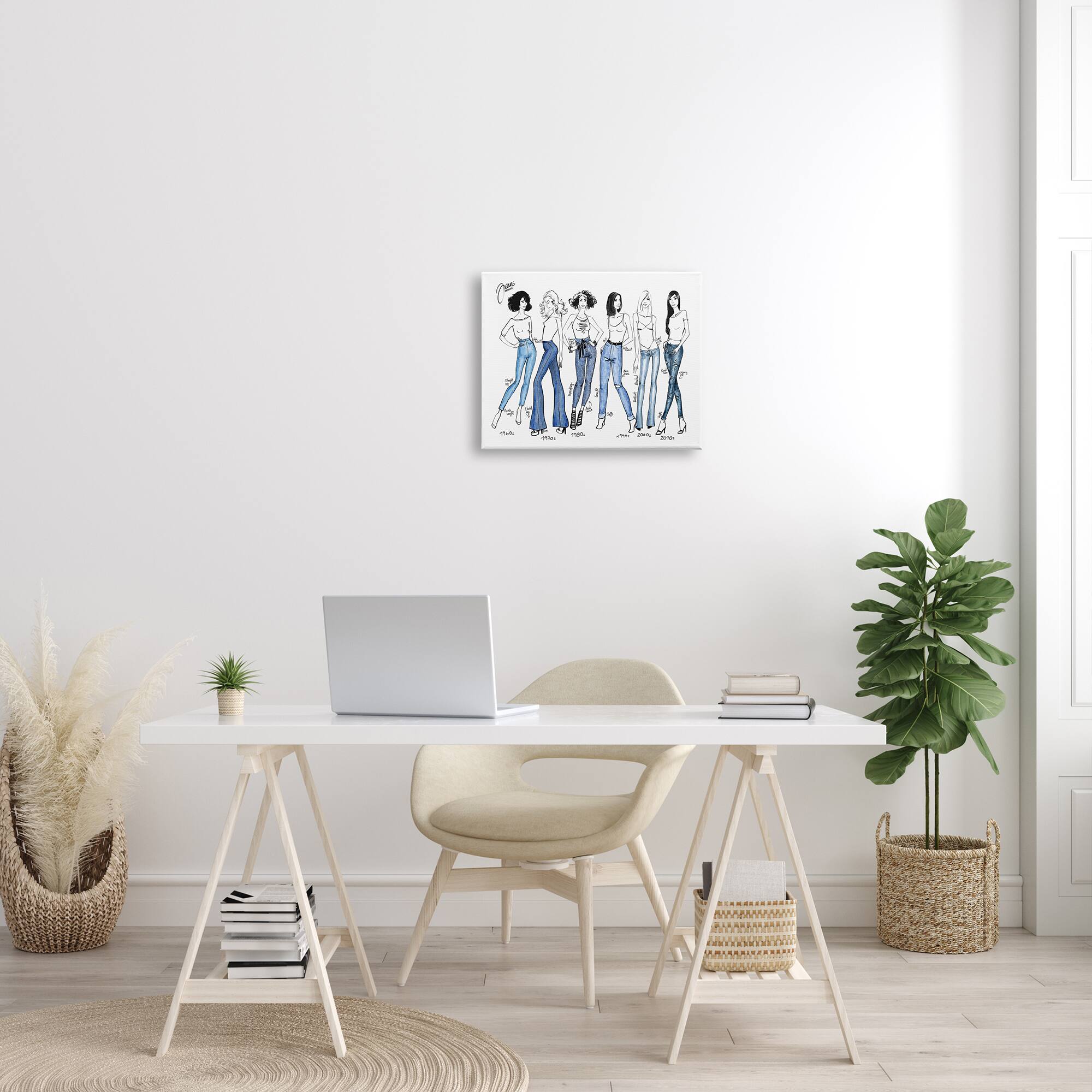Stupell Industries Denim By Decades Female Fashion Jeans Blue White Canvas Wall Art