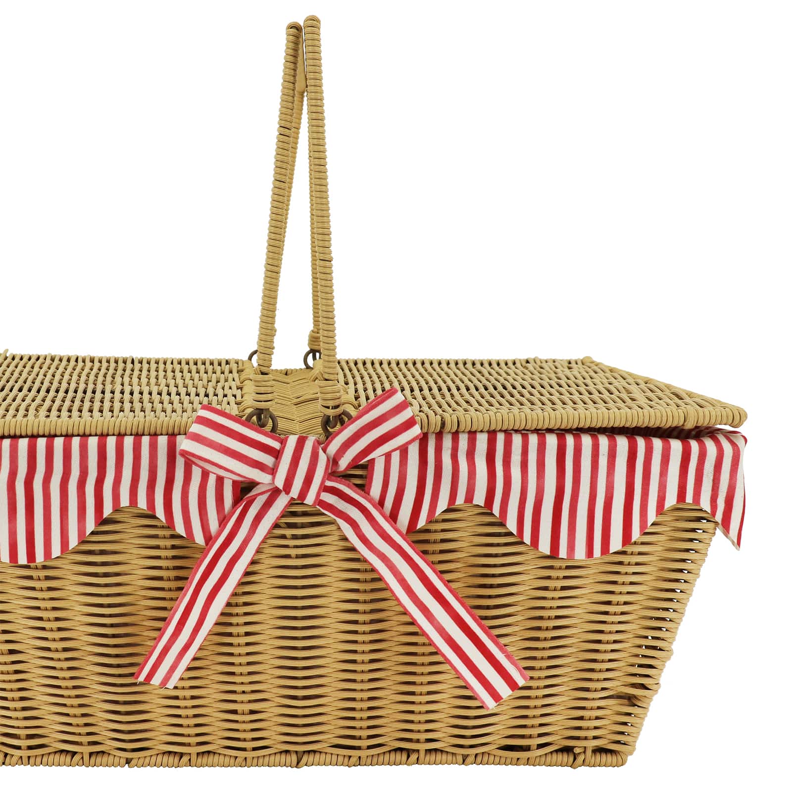 Red & White Stripe Picnic Basket by Celebrate It™
