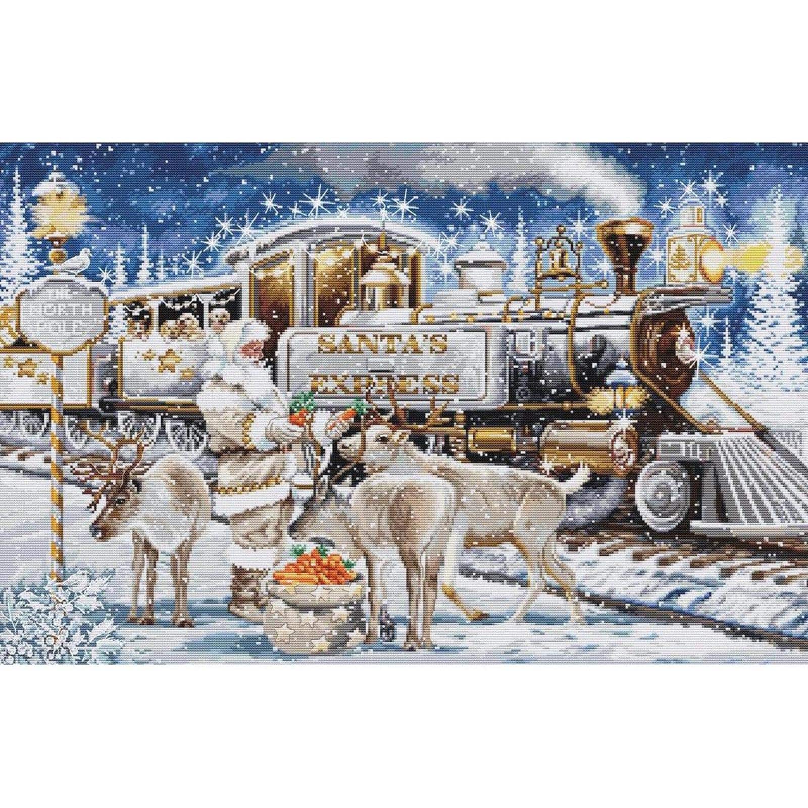 Luca-S Santa's Express in White Counted Cross Stitch Kit