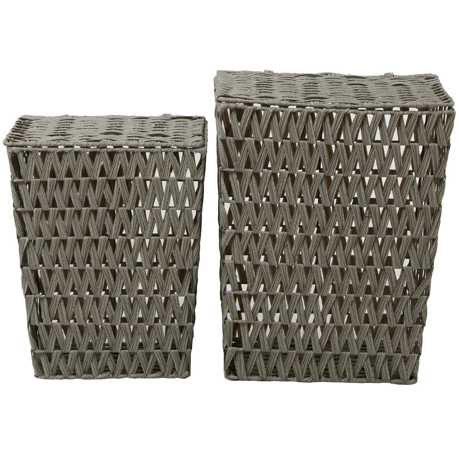 Gray Metal Storage Basket with Matching Lids Set of 2 22", 19"