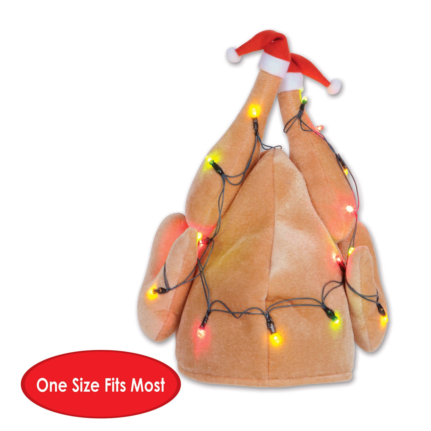 Beistle Adult Light Up Christmas Turkey Plush Hat