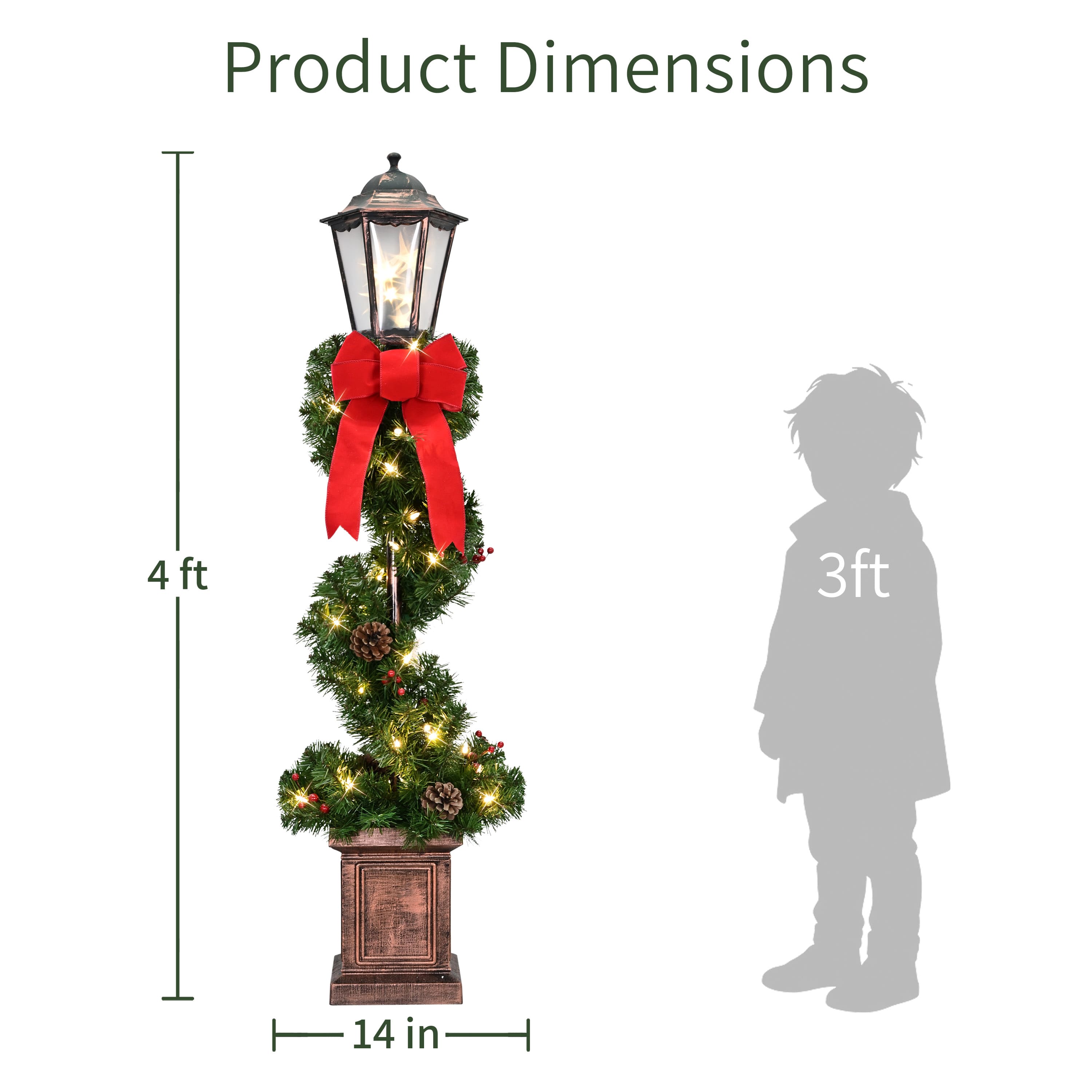 Puleo International 4ft. Pre-Lit Artificial Lamp Post Trees with Decorative Plastic Base, 2ct.