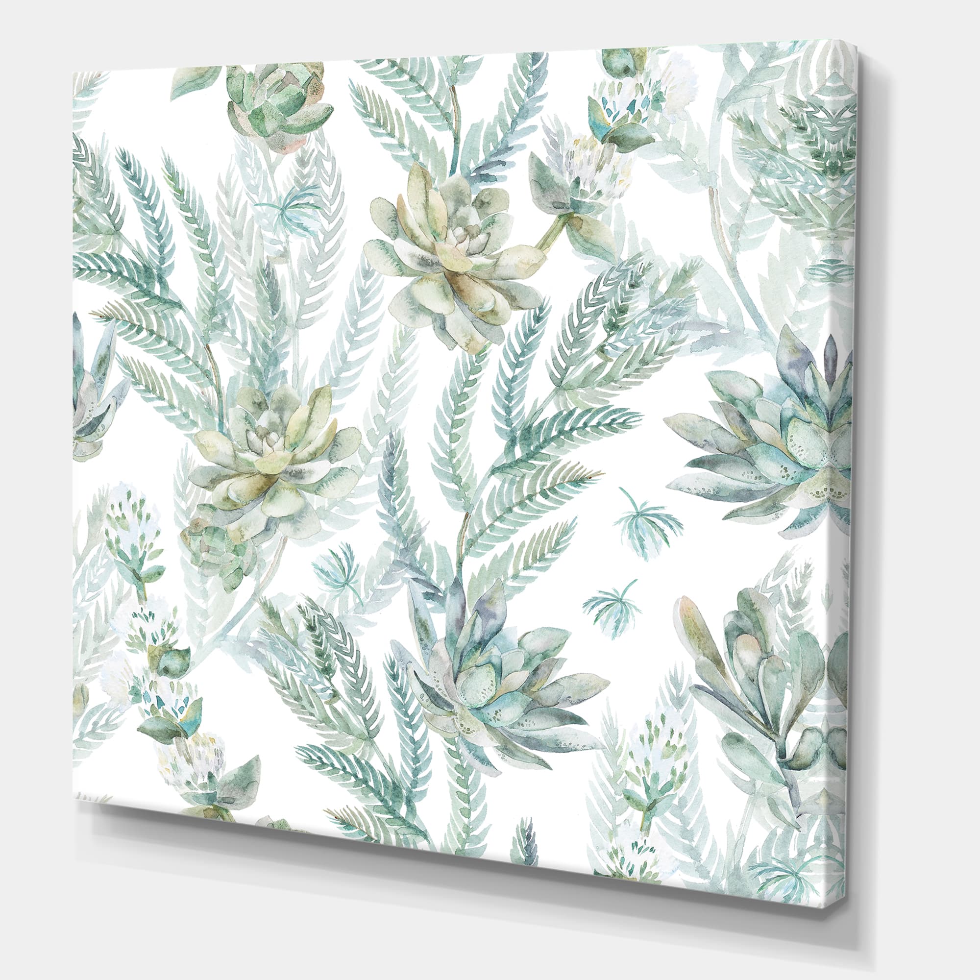 Designart - Floral Seamless Pattern Succulents Ferns Thorns