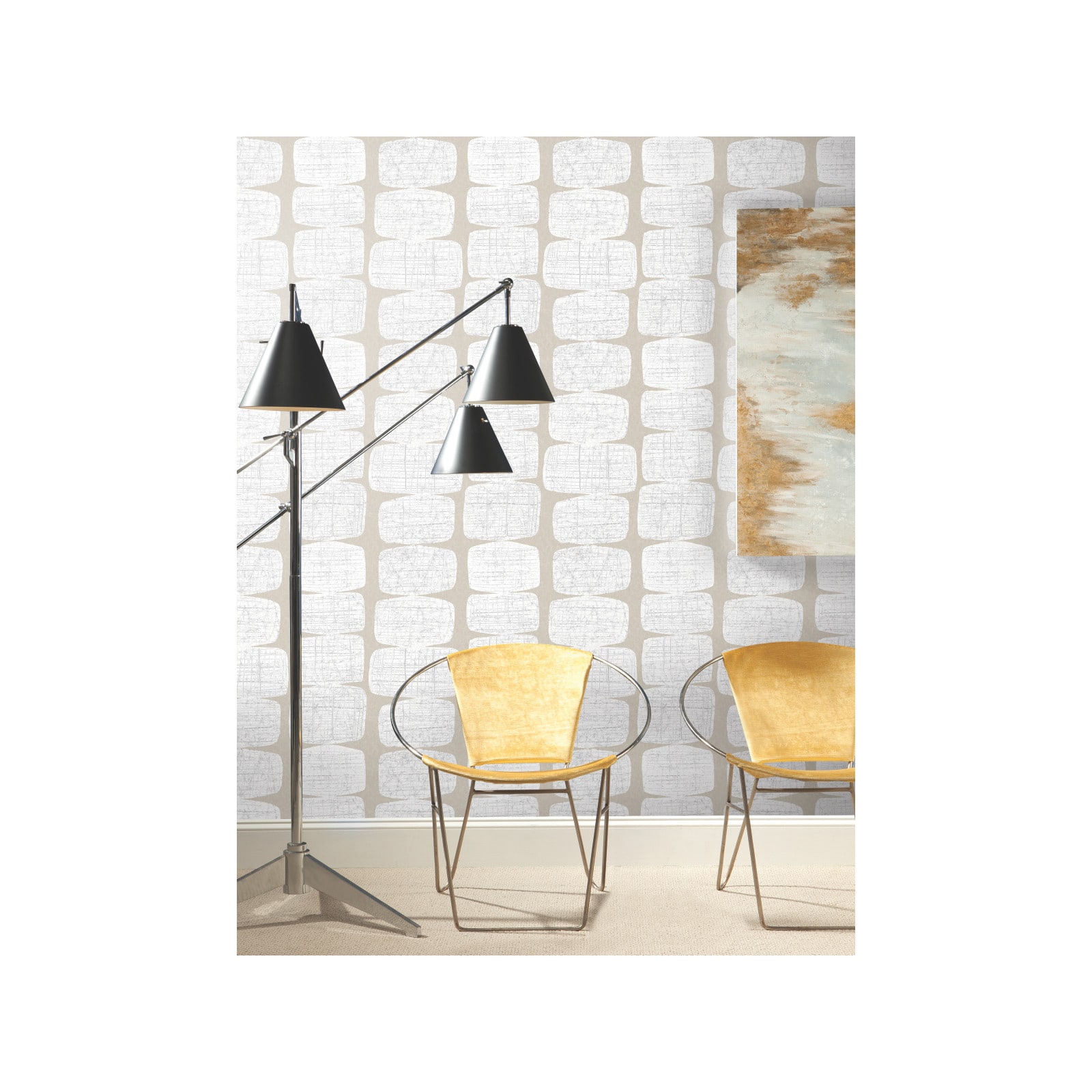 RoomMates White Mid-Century Beads Peel & Stick Wallpaper