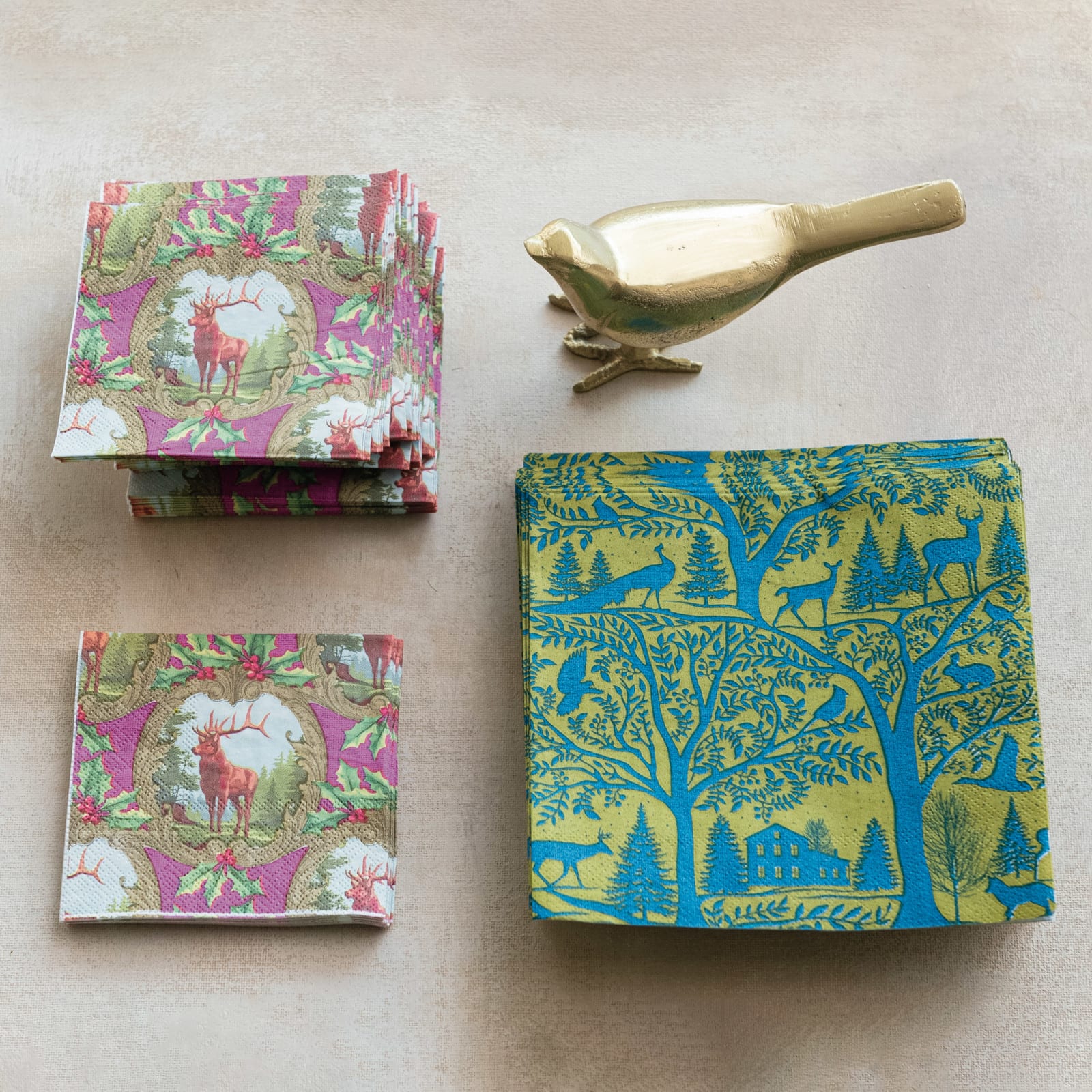 Hello Honey® 6.5" Blue & Gold Landscape Square Paper Napkins, 50ct.