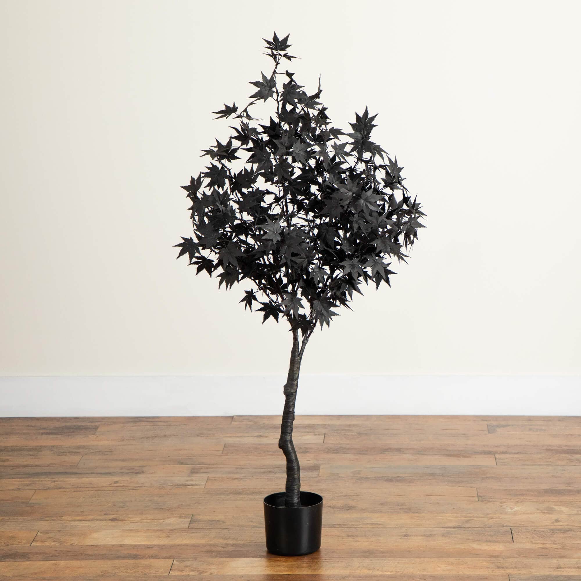 4ft. Pre-Lit Artificial Halloween Black Maple Tree with 180 Orange & Purple LED Lights